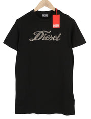 DIESEL D-Egor-New-Ita-Foil Women Dress XS Black Short Sleeve Tricot Casual Mini