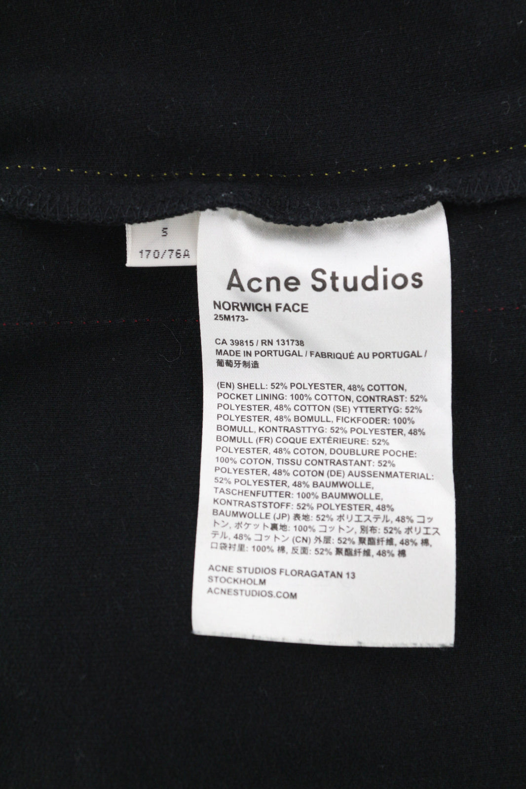 ACNE STUDIOS Norwich Face Men Trousers S Black Pull On Sweatpants Casual Leisure