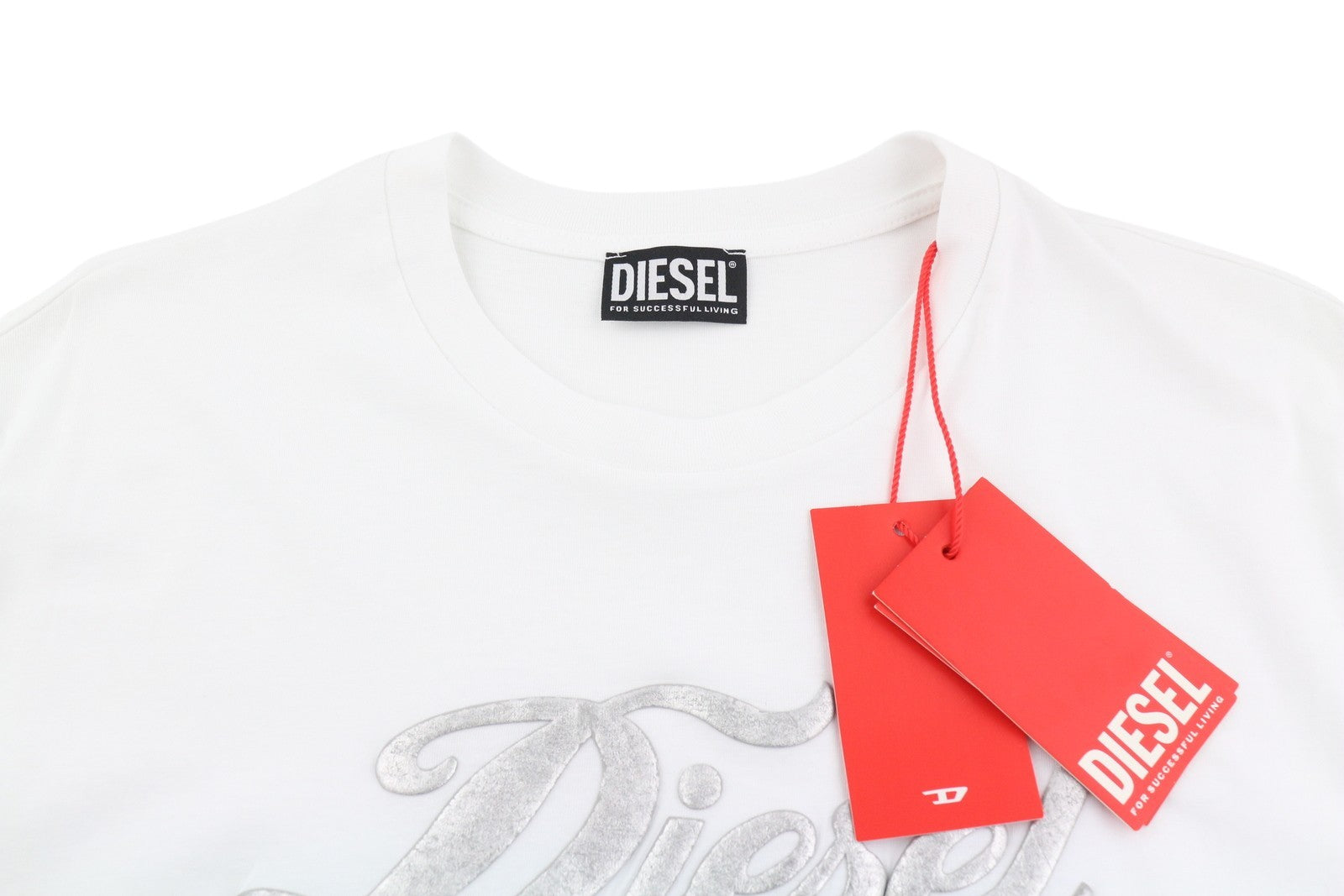 DIESEL D-Egor-New-Ita-Foil Women Dress XS White Short Sleeve Tricot Casual Mini