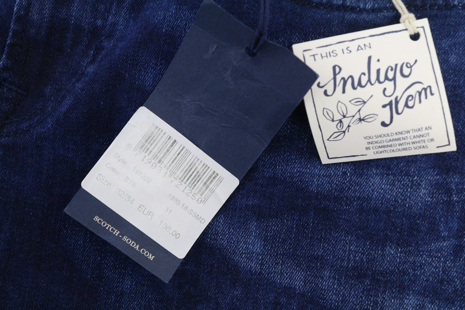 SCOTCH & SODA Tye Men Jeans W32/L34 Slim Carrot Fit Washed Blue Cotton Stretch