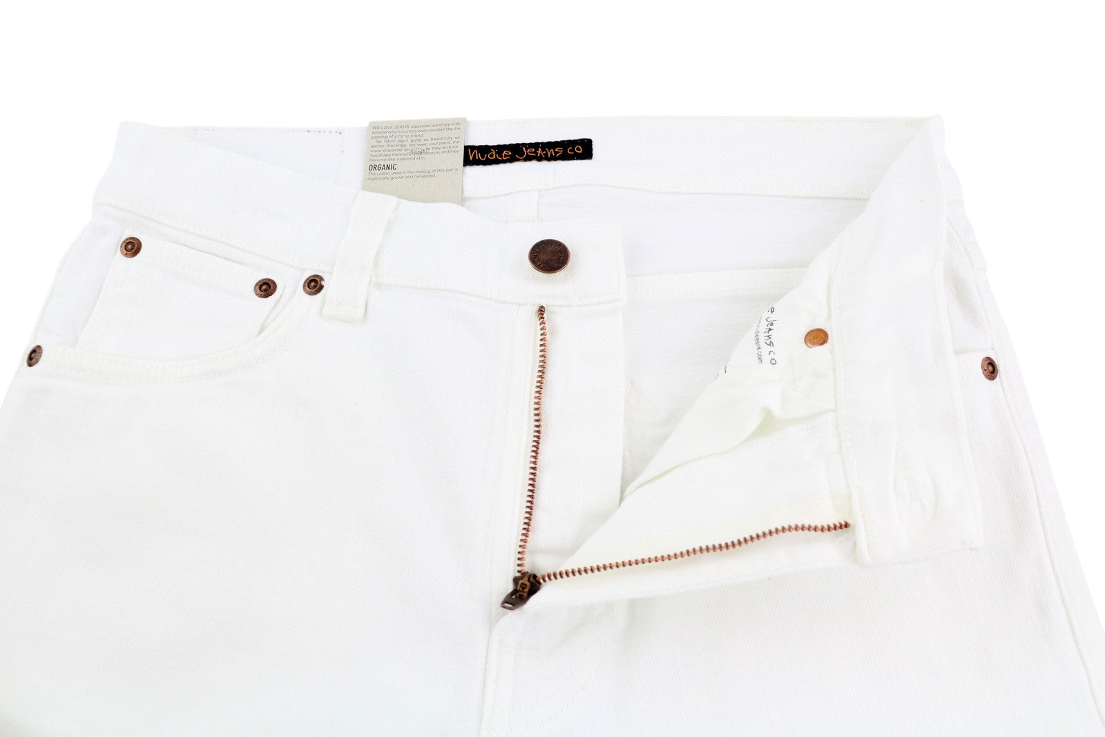 NUDIE JEANS Lean Dean Men Shorts W29 Denim White Zip Fly Cotton Turn Up Pockets