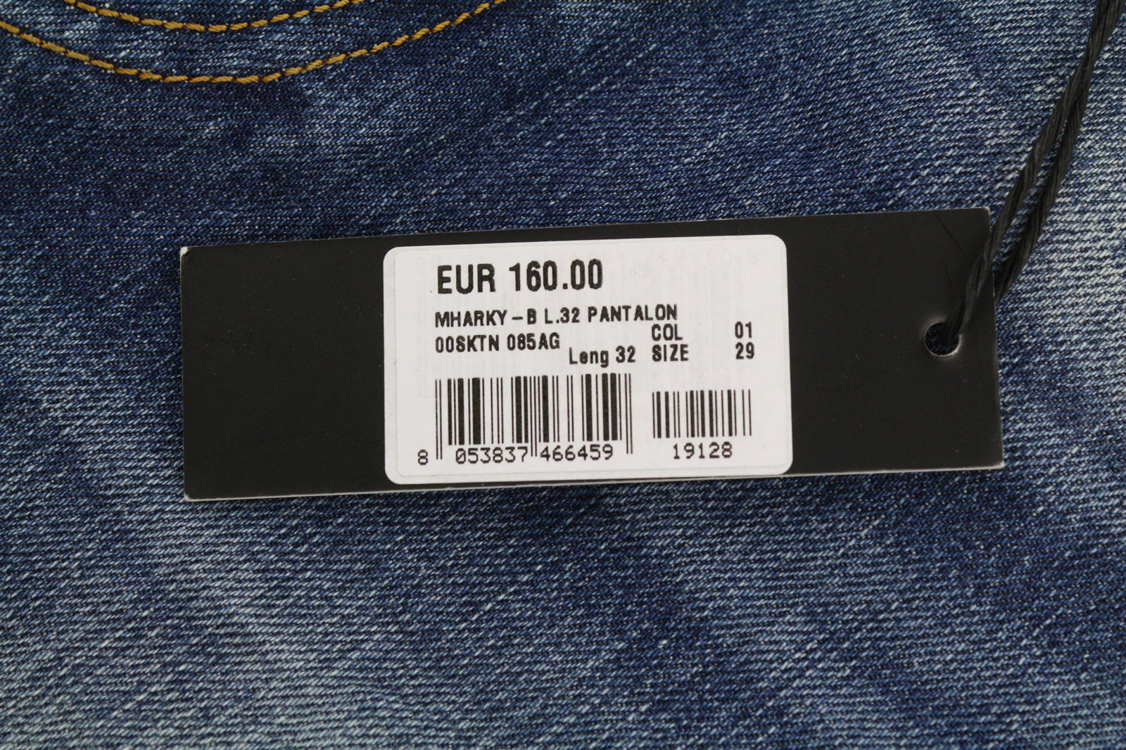 DIESEL Mharky-B 085AG Men Jeans W29/L32 Slim Skinny Fit Washed Blue Pure Cotton