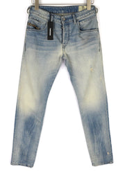 DIESEL D-Bazer 081AP Men Jeans W27/L32 Tapered Fit Washed Cotton Stretch Blue