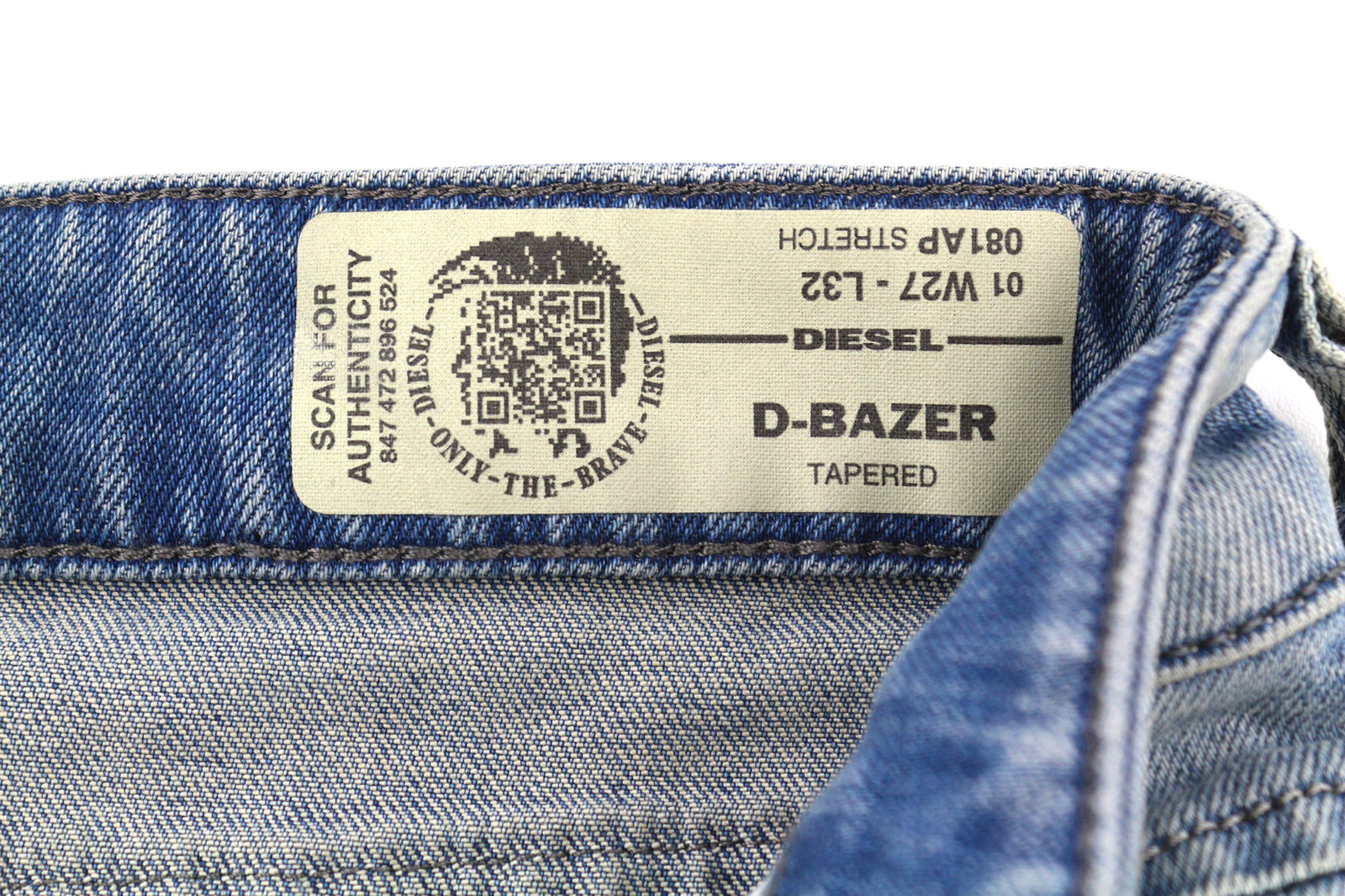 DIESEL D-Bazer 081AP Men Jeans W27/L32 Tapered Fit Washed Cotton Stretch Blue