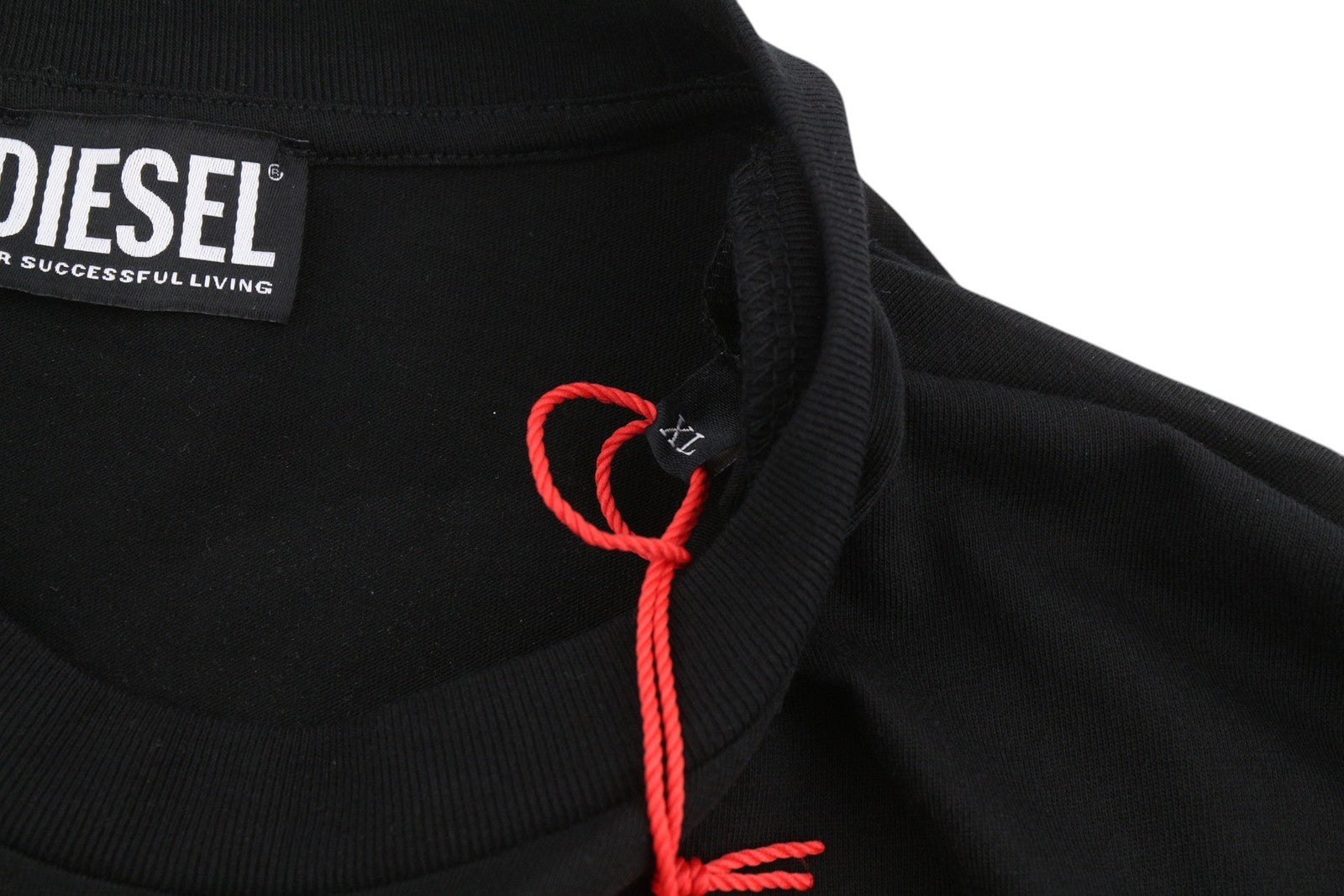 DIESEL T-Just-Ls-E4 Men T-Shirt XL Black Patterned Crew Neck Long Sleeve Logo