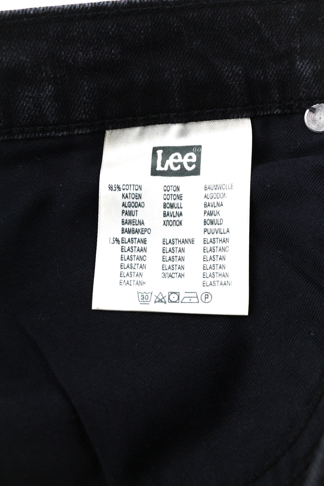 LEE Daren Men Jeans W30/L32 Straight Fit Black Cotton Stretch Washed 5-Pocket