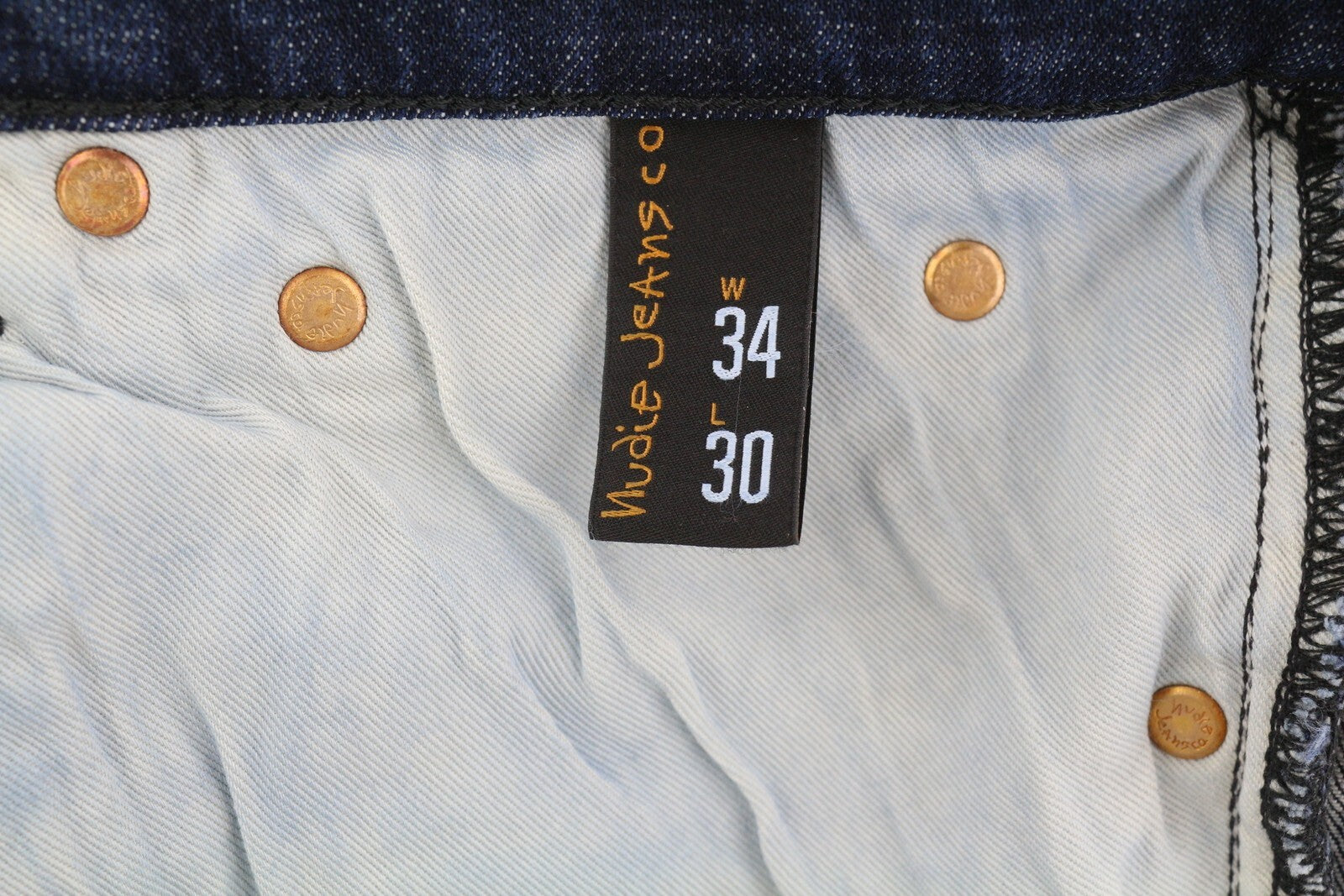 NUDIE JEANS Pipe Led Men Shorts W34 Washed Denim Blue Zip Fly Organic Pockets