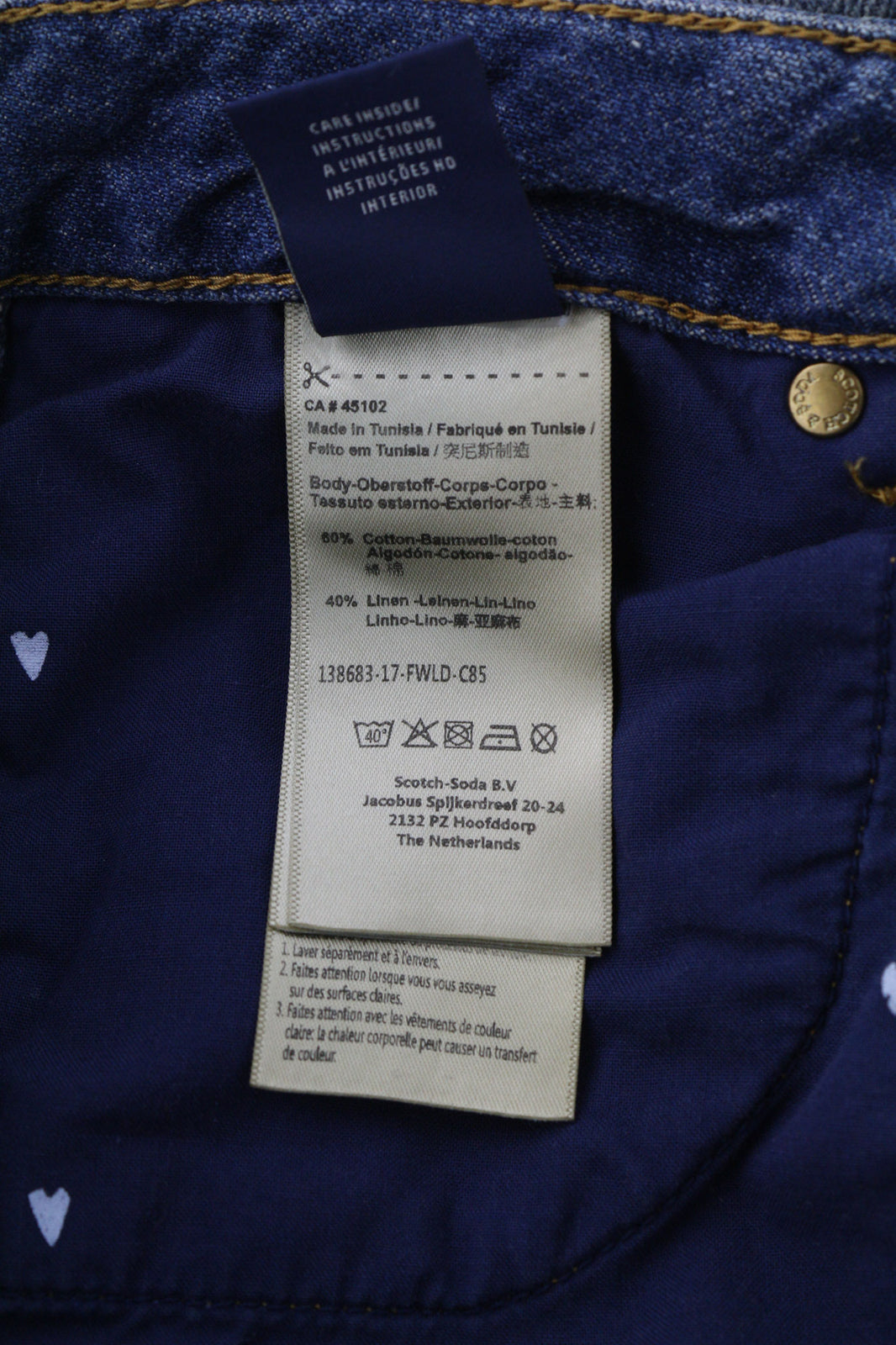 SCOTCH & SODA Bandit Women Jeans W26/L30 Slim Taper Cotton Linen Blue Distressed