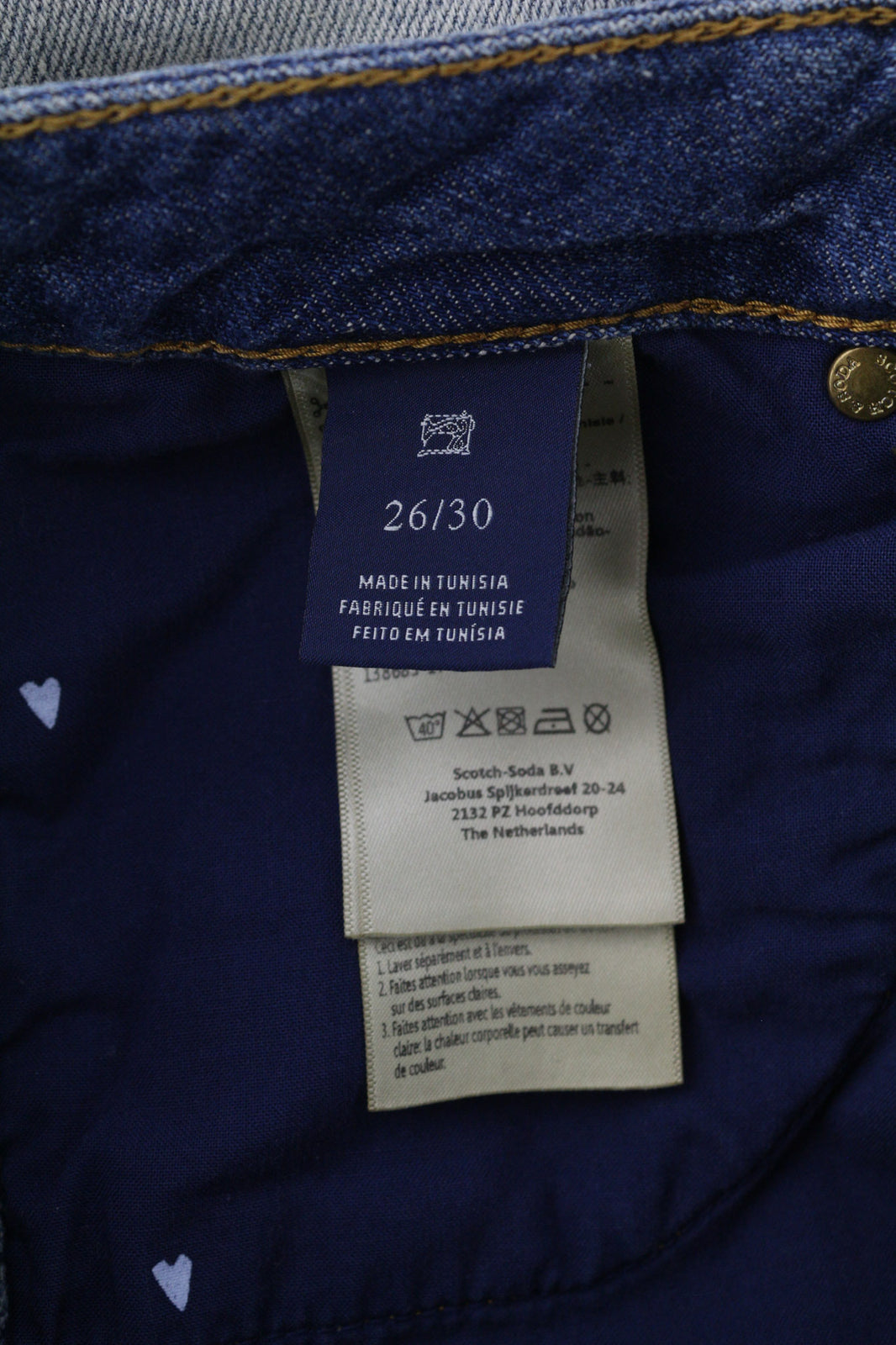 SCOTCH & SODA Bandit Women Jeans W26/L30 Slim Taper Cotton Linen Blue Distressed