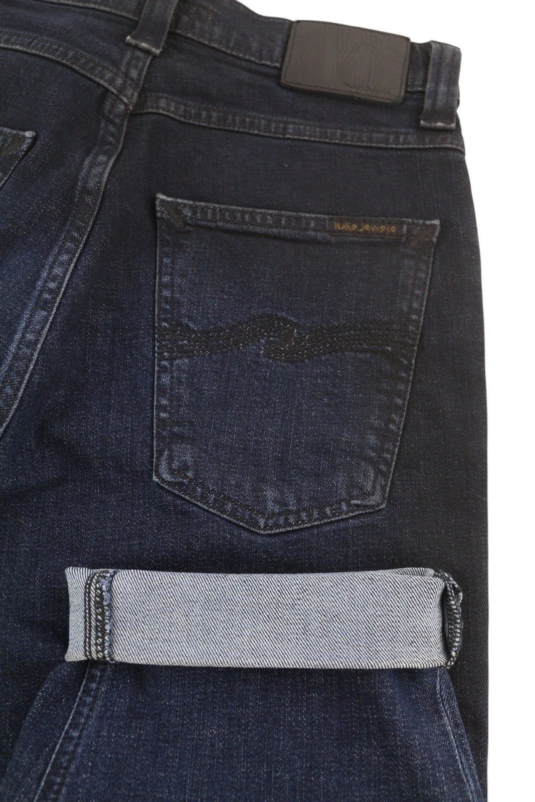 NUDIE JEANS Pipe Led Men Shorts W29 Washed Denim Blue Zip Fly Organic Pockets