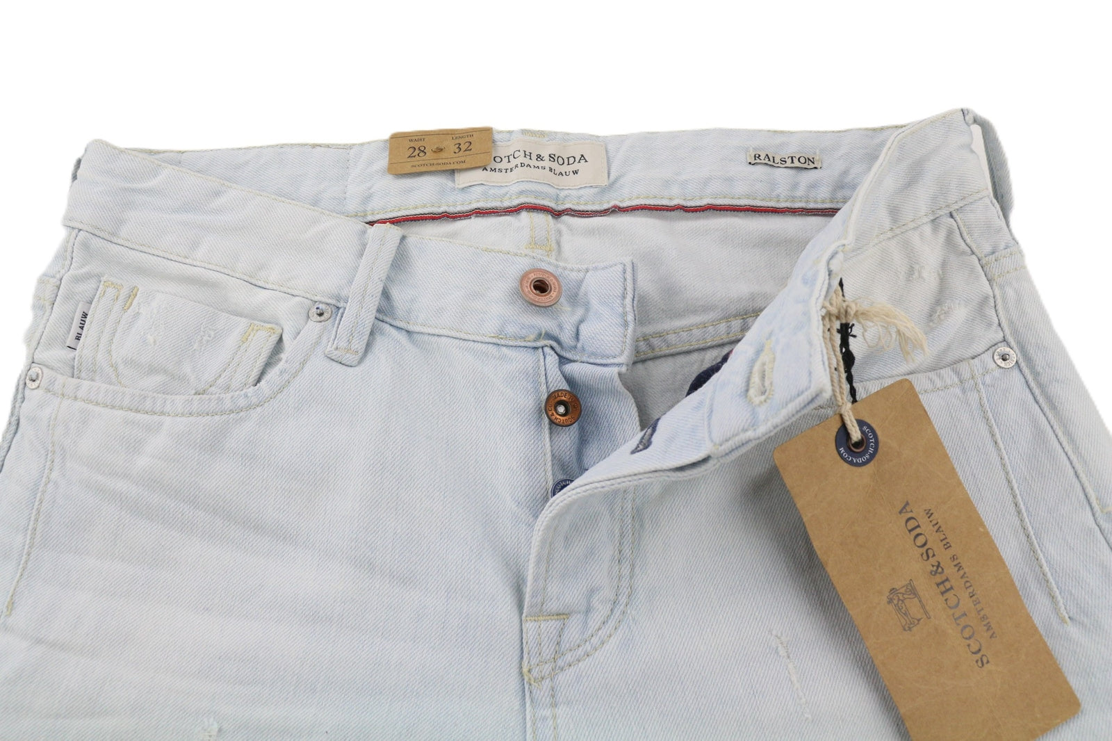 SCOTCH & SODA Ralston Men Jeans W28/L32 Regular Fit Light Blue Pure Cotton