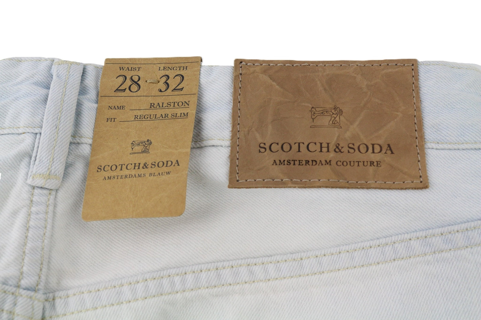 SCOTCH & SODA Ralston Men Jeans W28/L32 Regular Fit Light Blue Pure Cotton