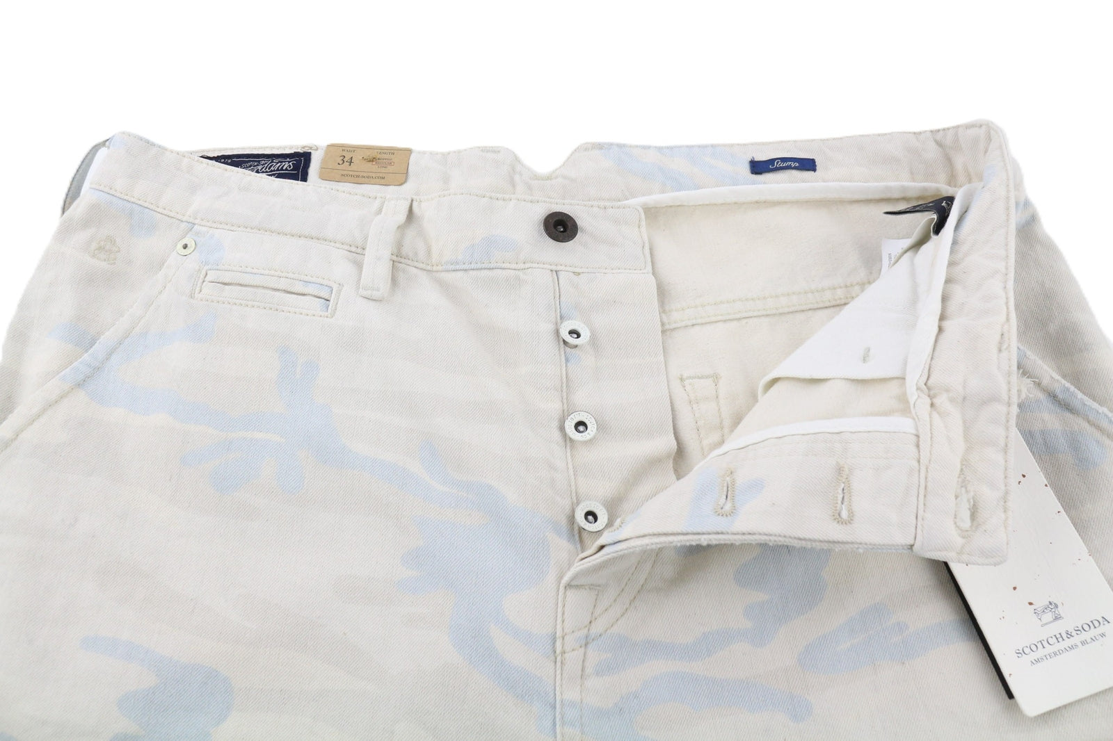 SCOTCH & SODA Stump Men Jeans W34 Cropped Loose Taper Pure Cotton Grey Patterned