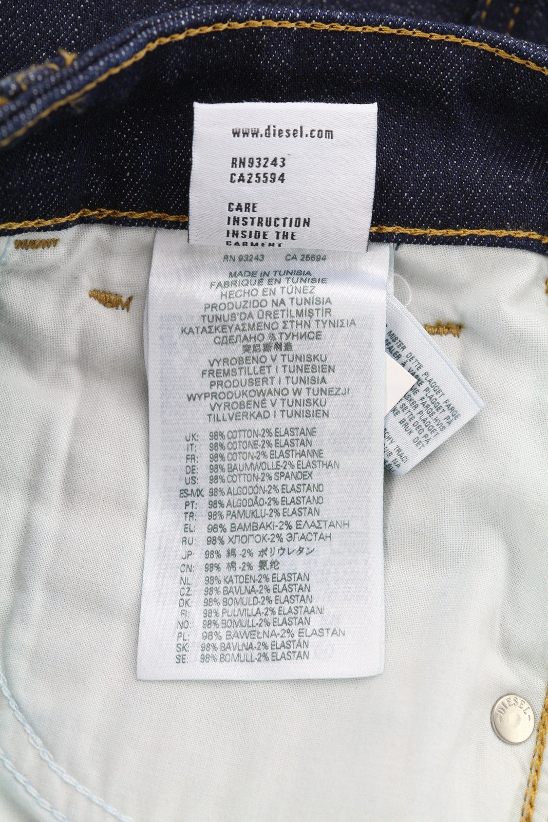 DIESEL 1994 Z9B89 Men Jeans W30/L32 Slim Fit Straight Leg High Waist Denim Blue