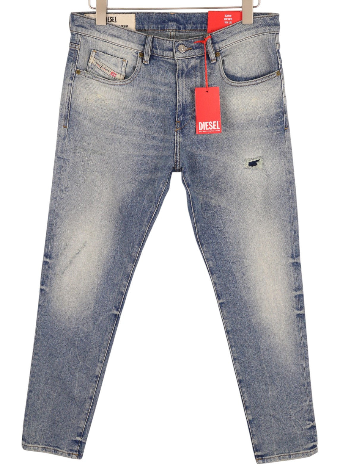 DIESEL 2019 D-Strukt 009MW Men Jeans W33/L30 Slim Fit Mid Waist Ripped RRP€195