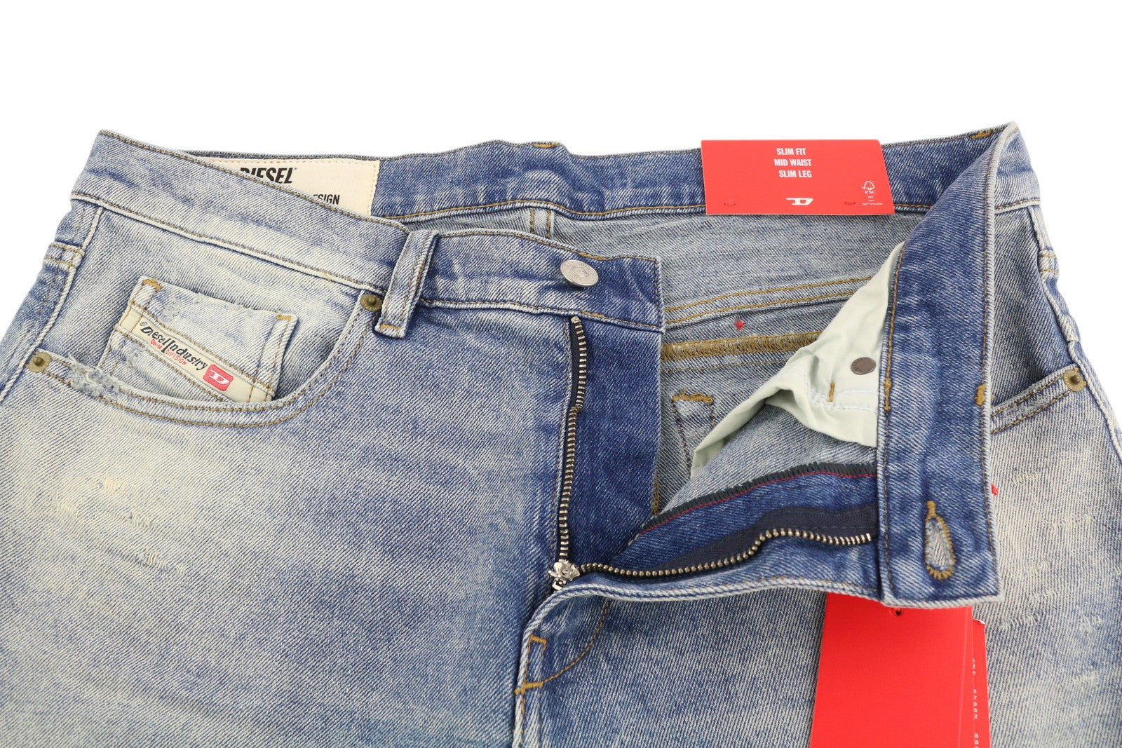 DIESEL 2019 D-Strukt 009MW Men Jeans W33/L30 Slim Fit Mid Waist Ripped RRP€195