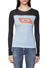 DIESEL T-Ina-Yoke Women T-Shirt S Cashmere Blend Long Sleeve Round Neck RRP€150
