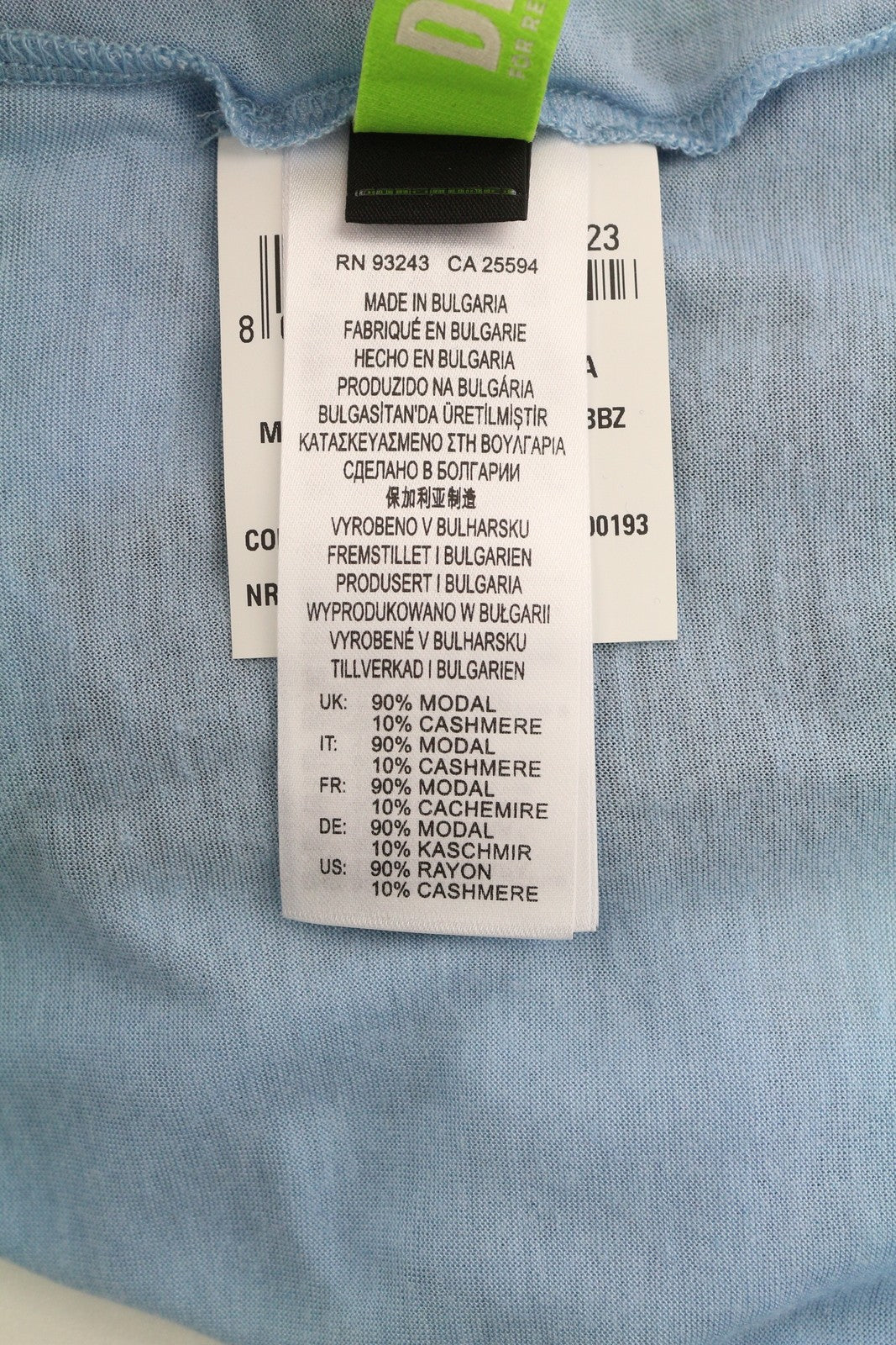 DIESEL T-Ina-Yoke Women T-Shirt S Cashmere Blend Long Sleeve Round Neck RRP€150