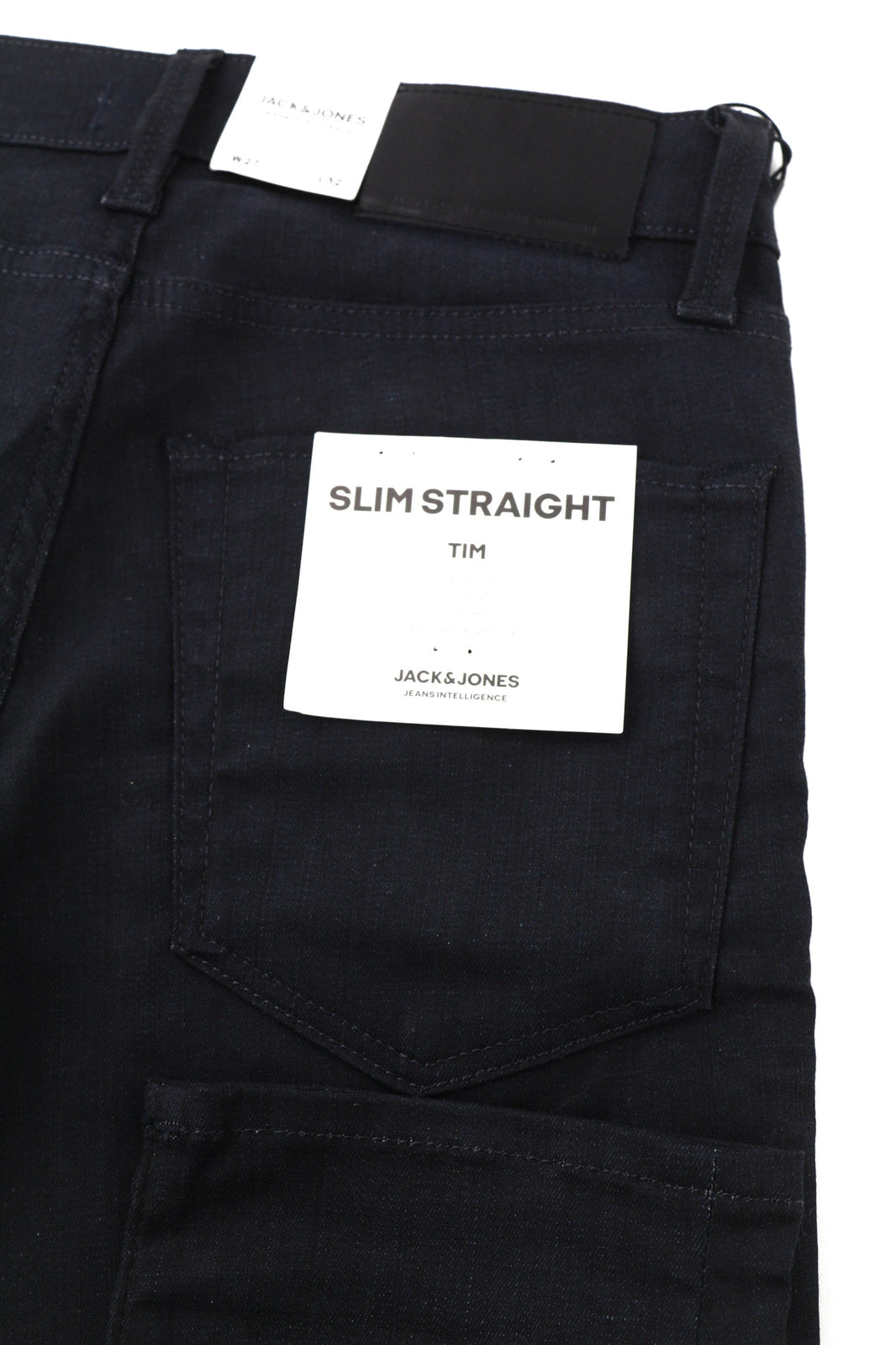 JACK & JONES Tim Men Jeans W27/L32 Slim Straight Cotton Stretch Black Button-Fly