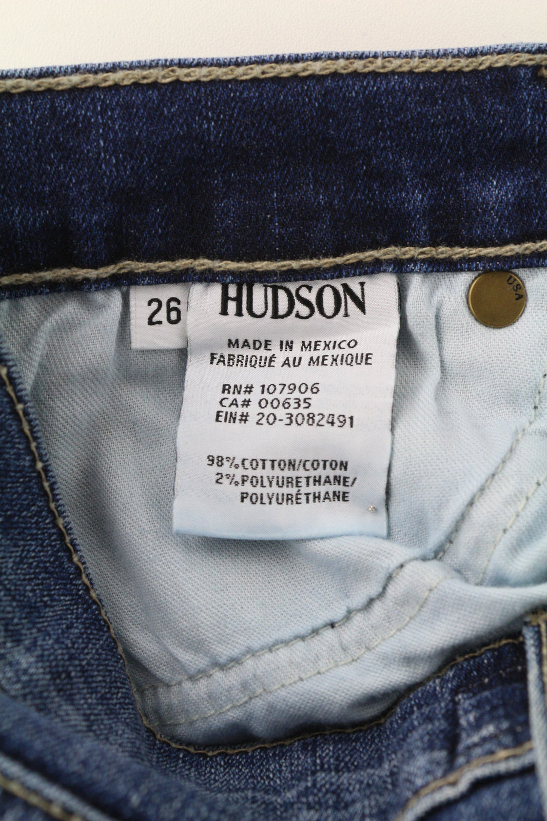 HUDSON Krista Women Jeans W26 Washed Blue Cotton Stretch Super Skinny Fit