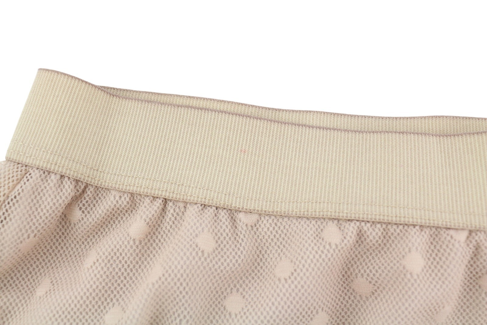 RINASCIMENTO Women Skirt L Beige Polka Dot Tulle Elastic Waist Lined Knee-Length