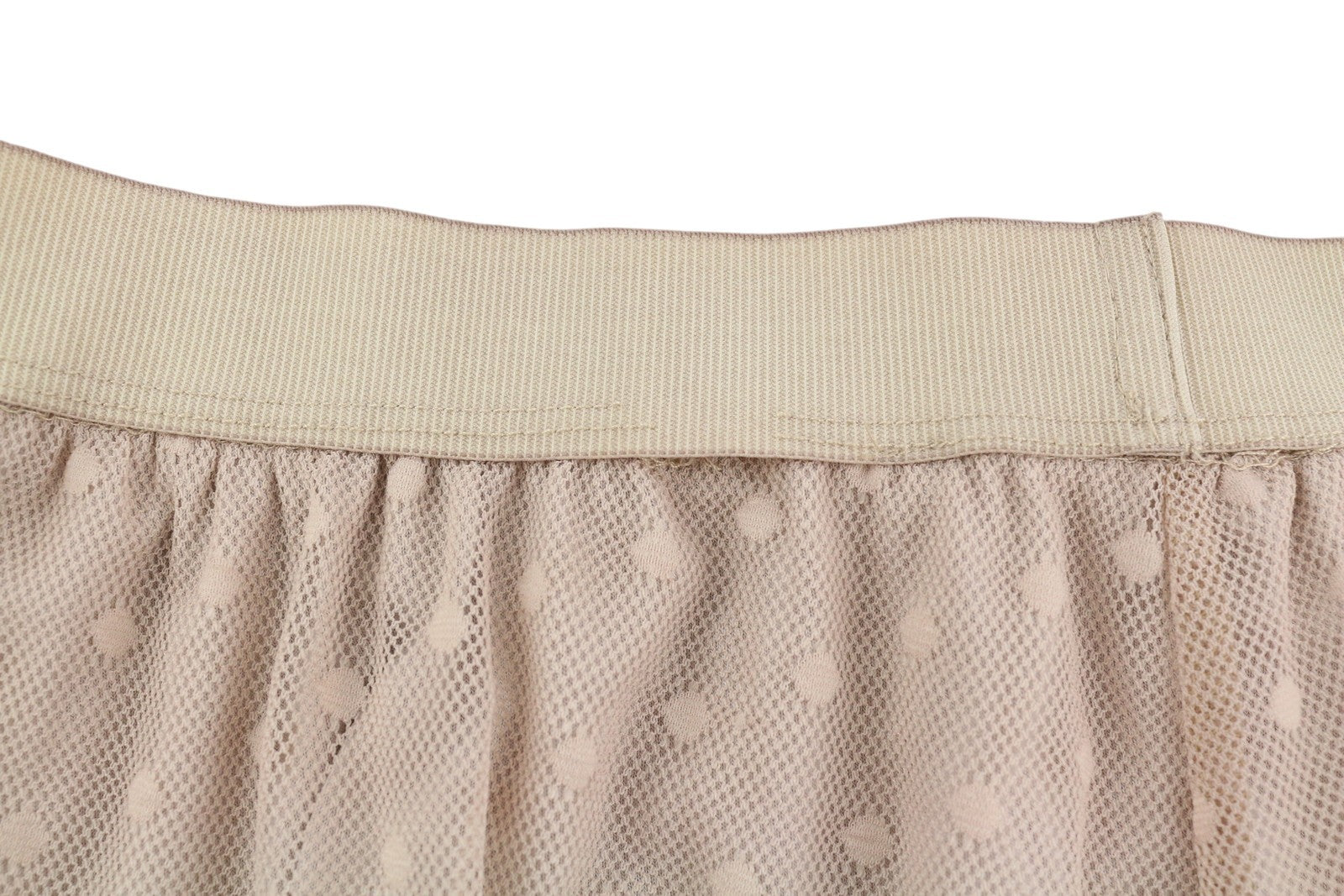 RINASCIMENTO Women Skirt L Beige Polka Dot Tulle Elastic Waist Lined Knee-Length