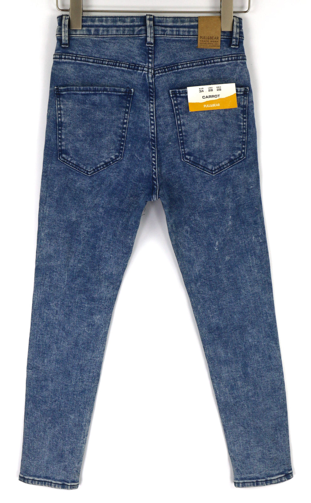 PULL & BEAR Men Jeans EU34 Blue Cotton Stretch Carrot Fit 5-Pocket Casual