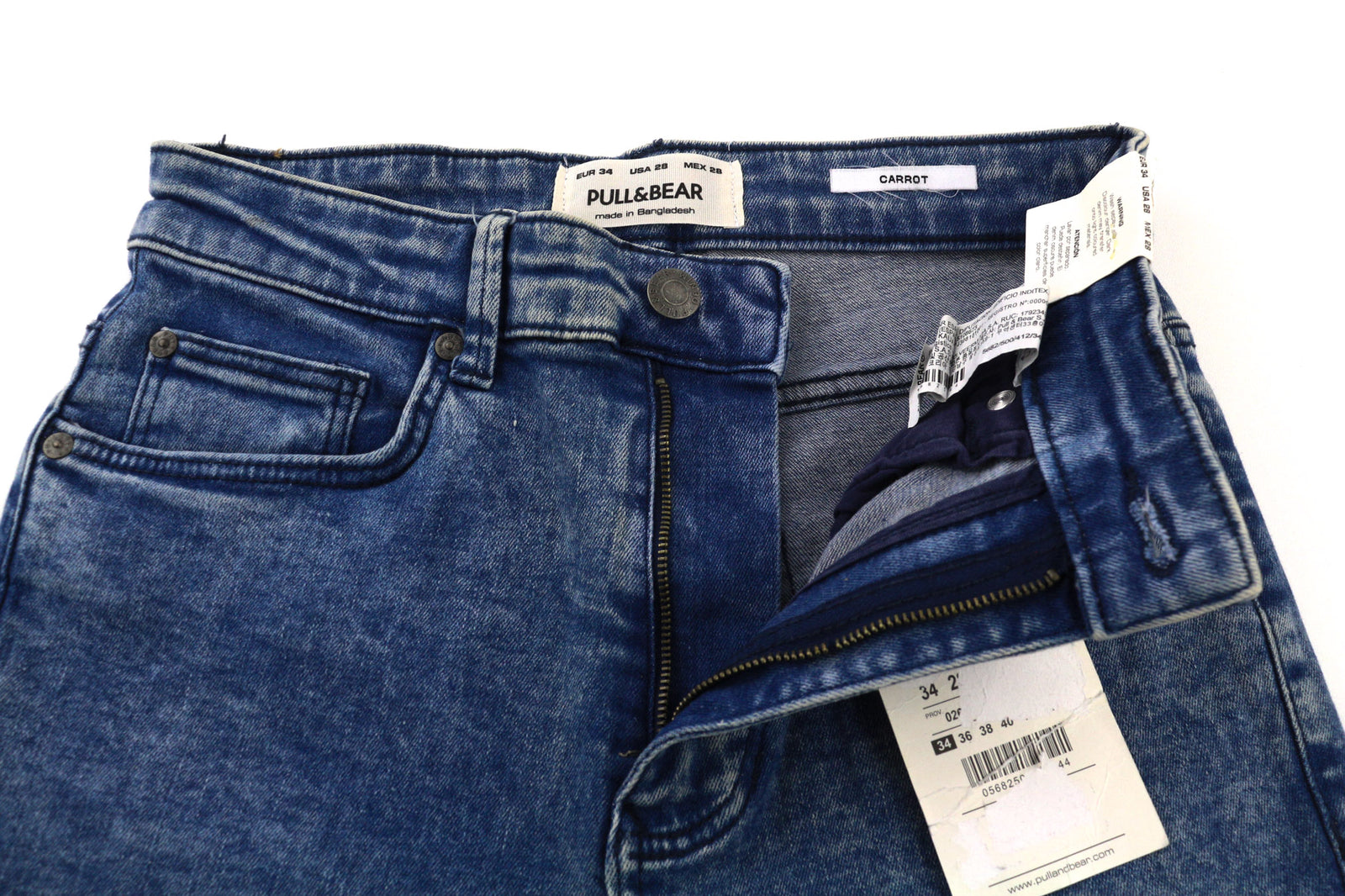 PULL & BEAR Men Jeans EU34 Blue Cotton Stretch Carrot Fit 5-Pocket Casual