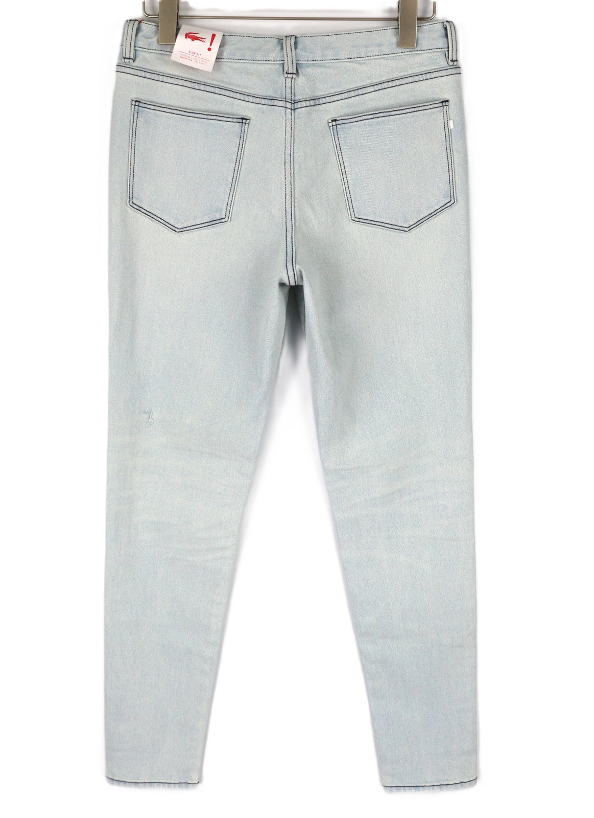 LACOSTE HF2897 Women Jeans W30 Washed Blue Cotton Stretch Slim Tapered Fit