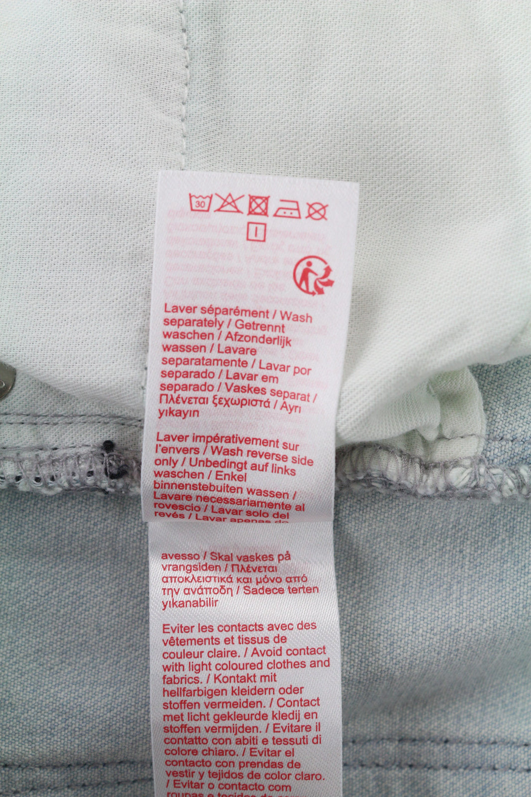 LACOSTE HF2897 Women Jeans W30 Washed Blue Cotton Stretch Slim Tapered Fit