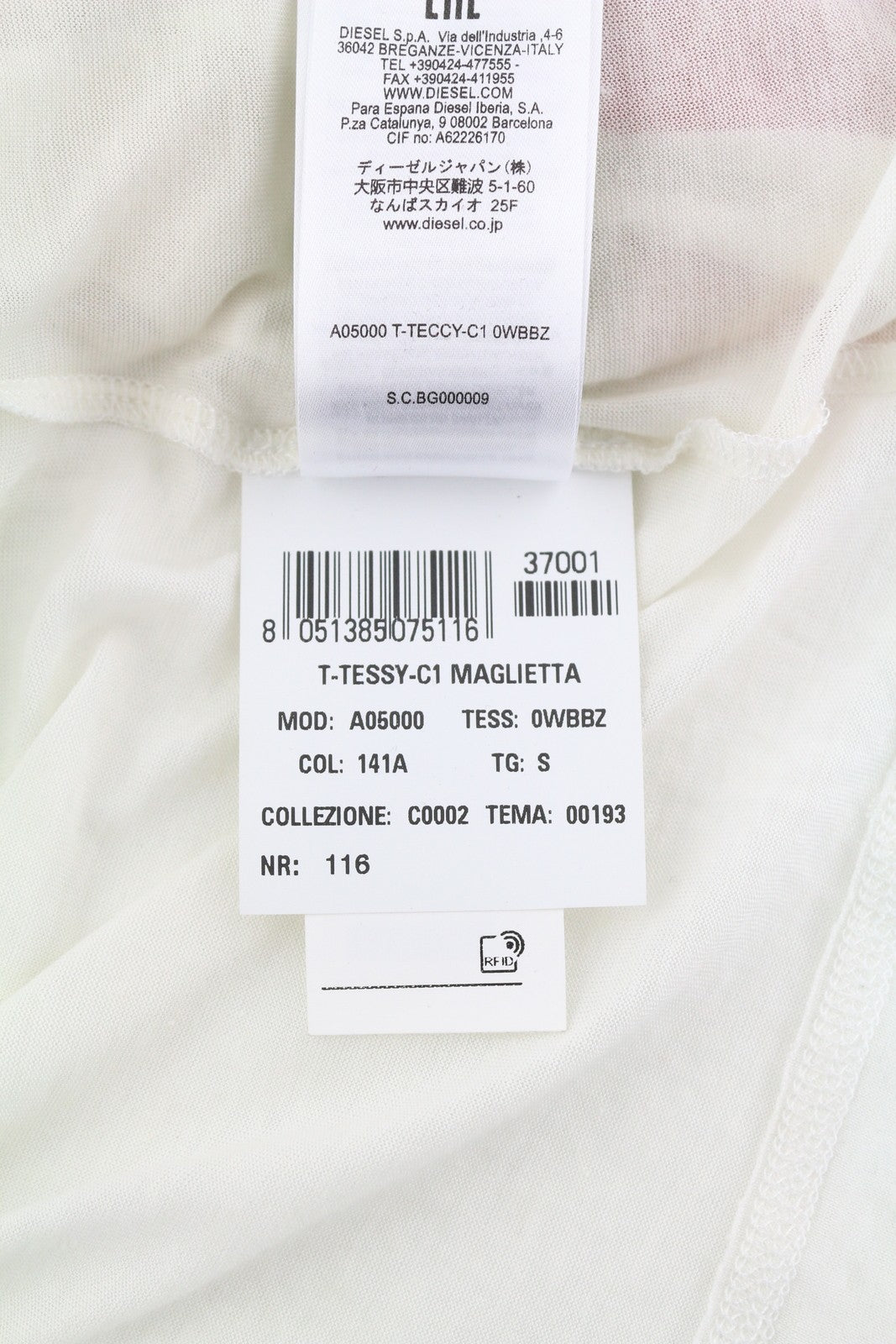 DIESEL T-Tessy-C1 Women T-Shirt S Cashmere Blend Long Sleeve Round Neck RRP€150