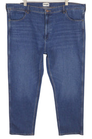 WRANGLER Frontier Men Jeans W46/L32 Washed Denim Blue Relaxed Straight Fit Zip