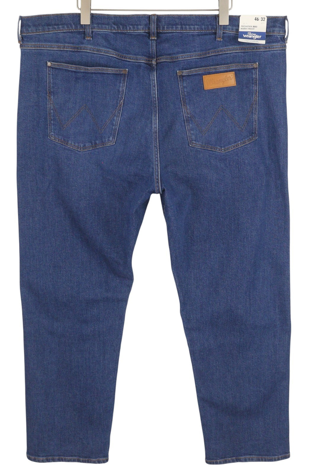 WRANGLER Frontier Men Jeans W46/L32 Washed Denim Blue Relaxed Straight Fit Zip