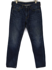 LEVI STRAUSS & CO 511 Men Jeans W34/L34 Dark Blue Pure Cotton Slim Fit Washed