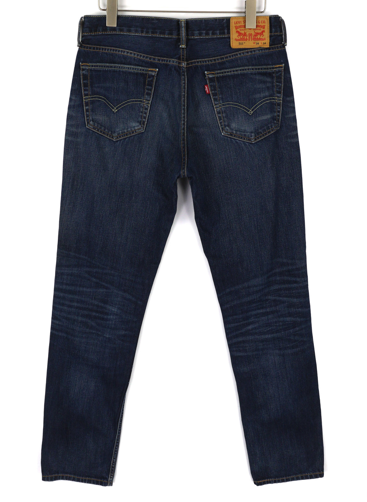 LEVI STRAUSS & CO 511 Men Jeans W34/L34 Dark Blue Pure Cotton Slim Fit Washed