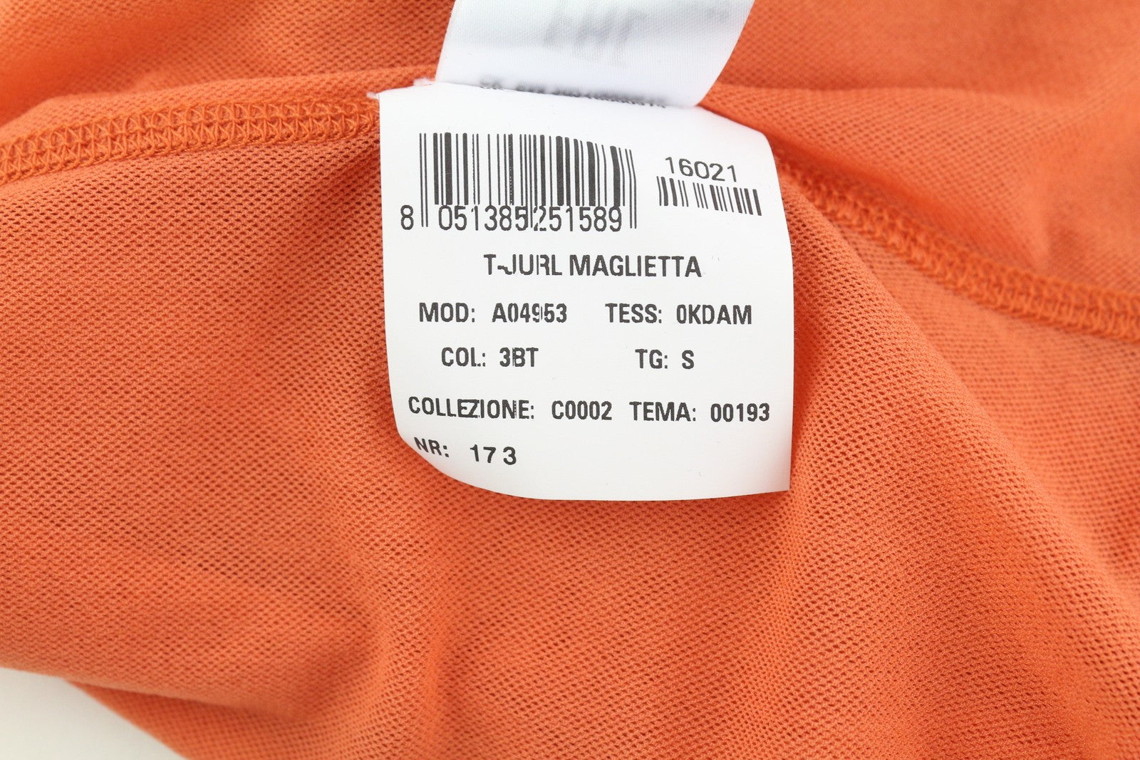 DIESEL T-Jurl Women T-Shirt S Orange Lined High Neck Long Sleeve Thin RRP€150