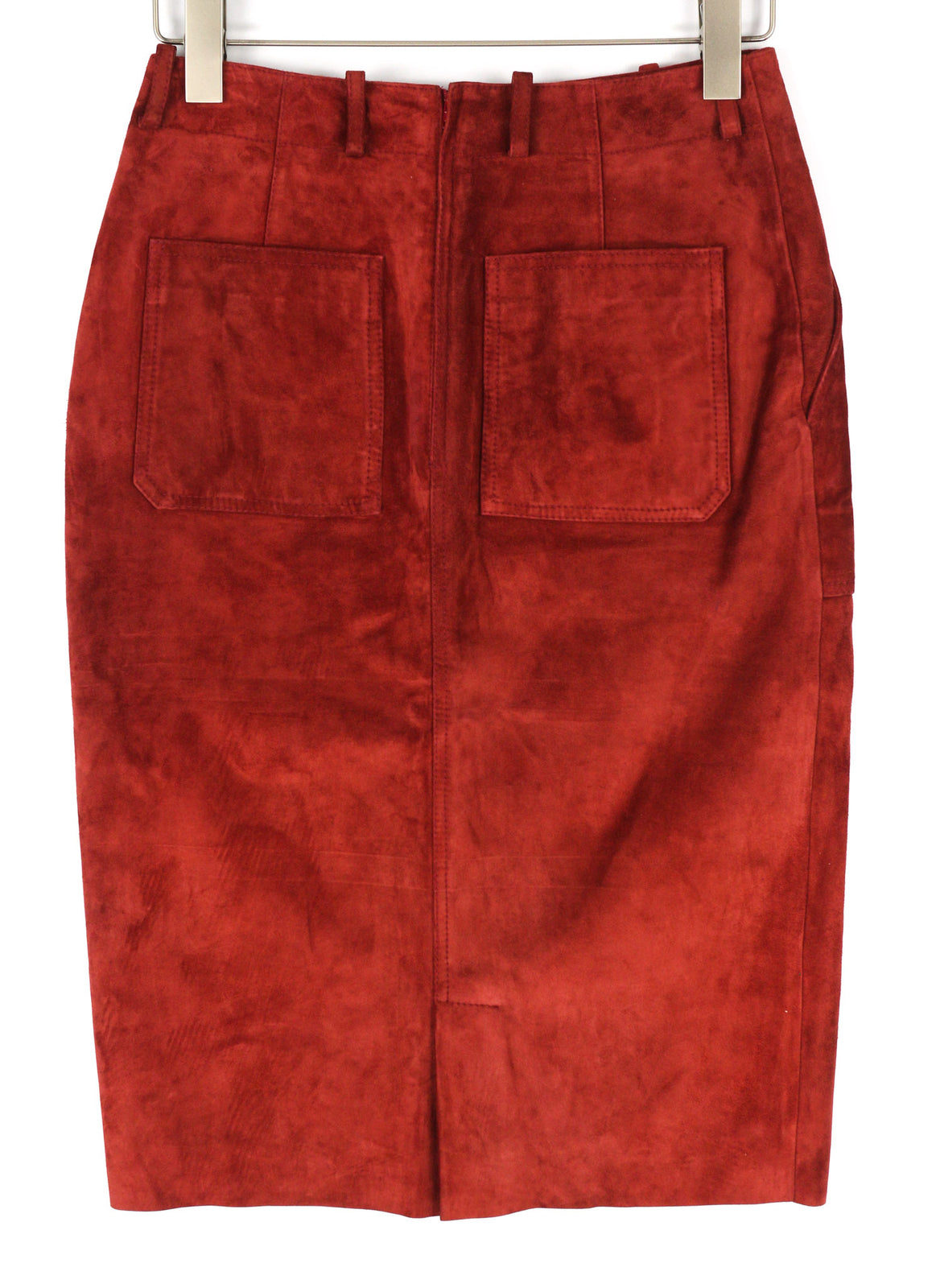 BALLY Women Skirt US8 Brown Genuine Calf Leather Suede Lined Pocketed