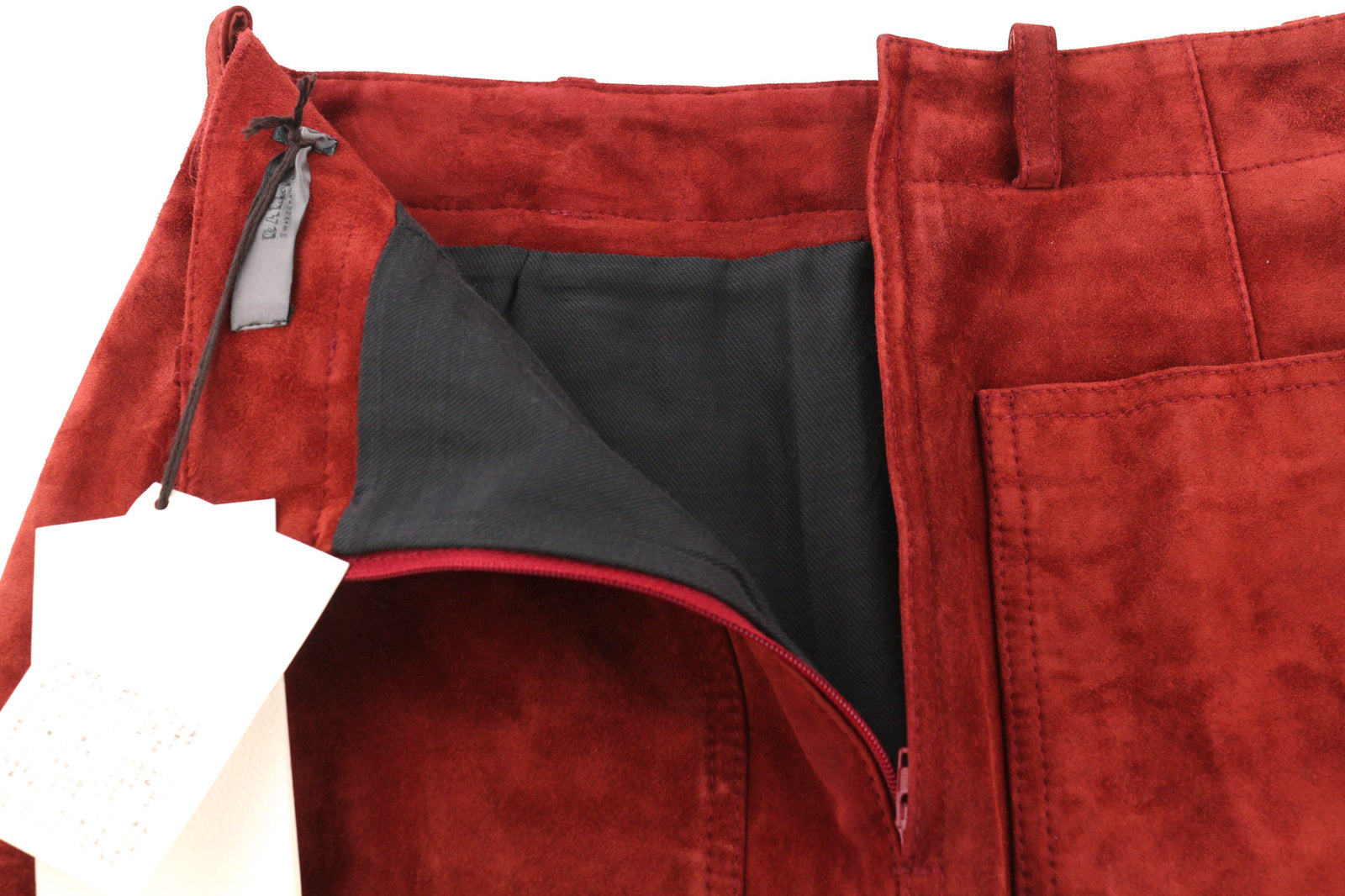 BALLY Women Skirt US8 Brown Genuine Calf Leather Suede Lined Pocketed