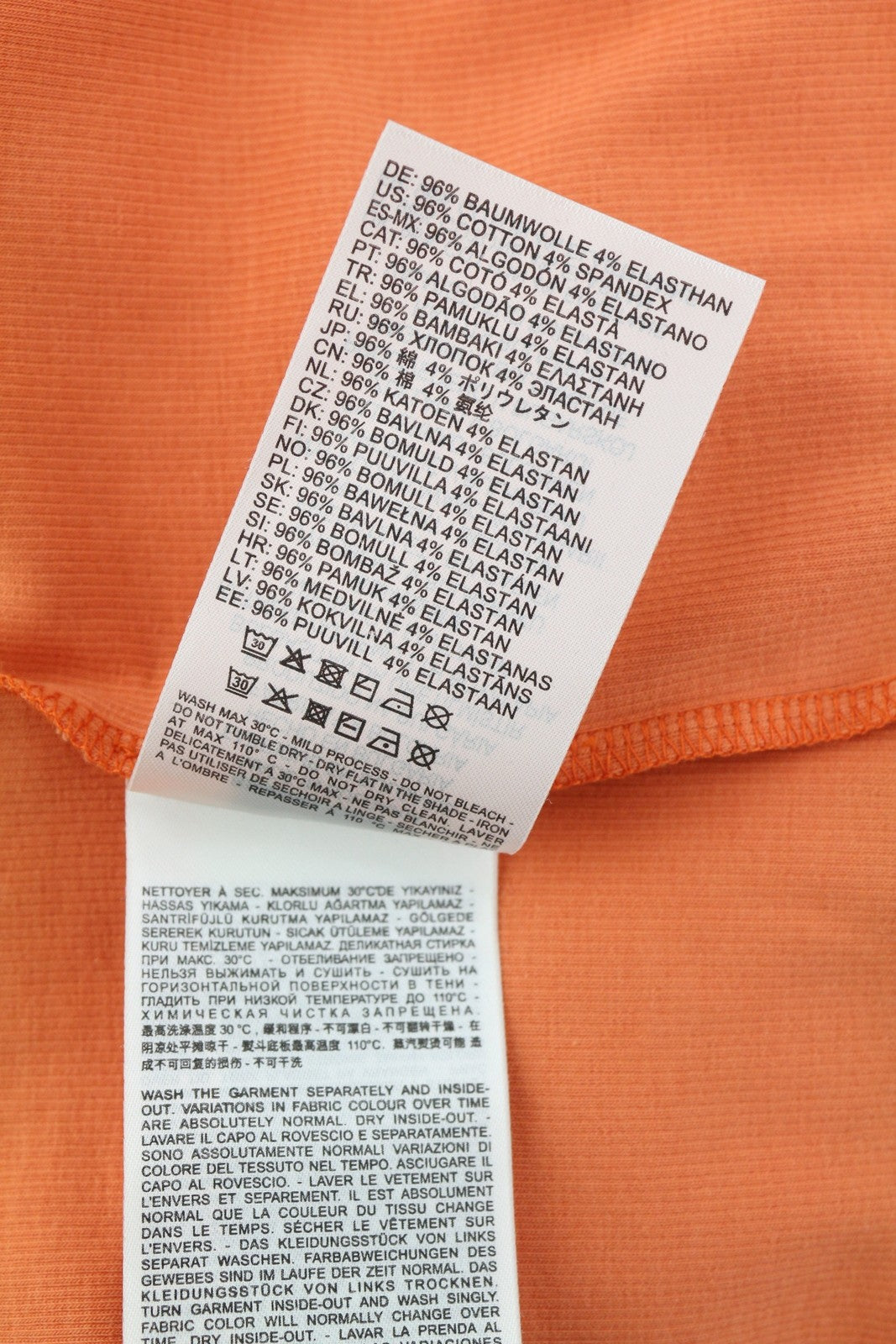 DIESEL T-Ballet-D Women T-Shirt S Orange Long Sleeve Cropped Round Neck Ribbed