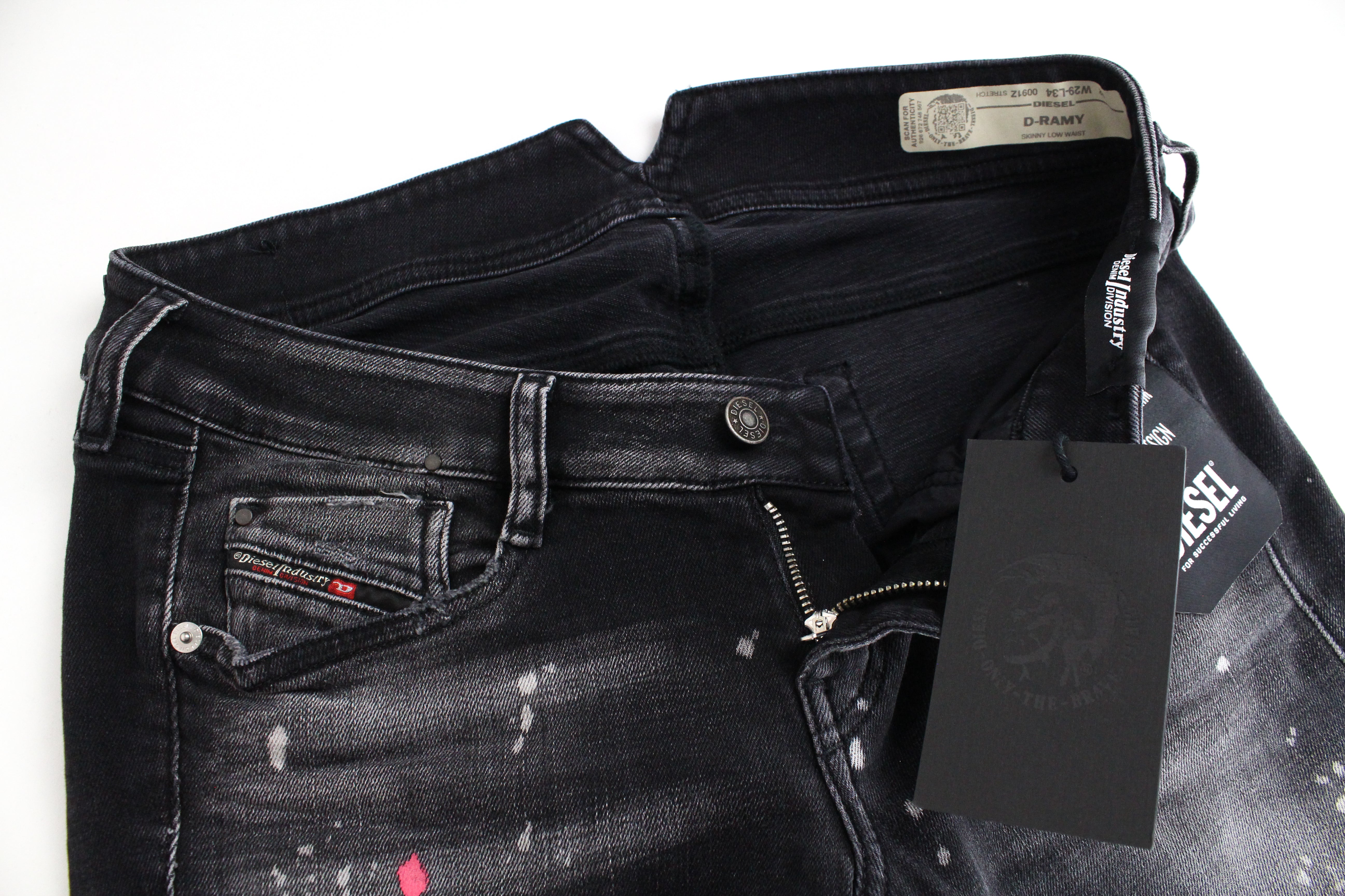 DIESEL D-Ramy 0091Z Women's Jeans W29/L34 Skinny Wash Grey Stretch