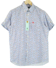 HARMONT & BLAINE Men's L White Cotton Shirt Pattern Collar Short Button Front