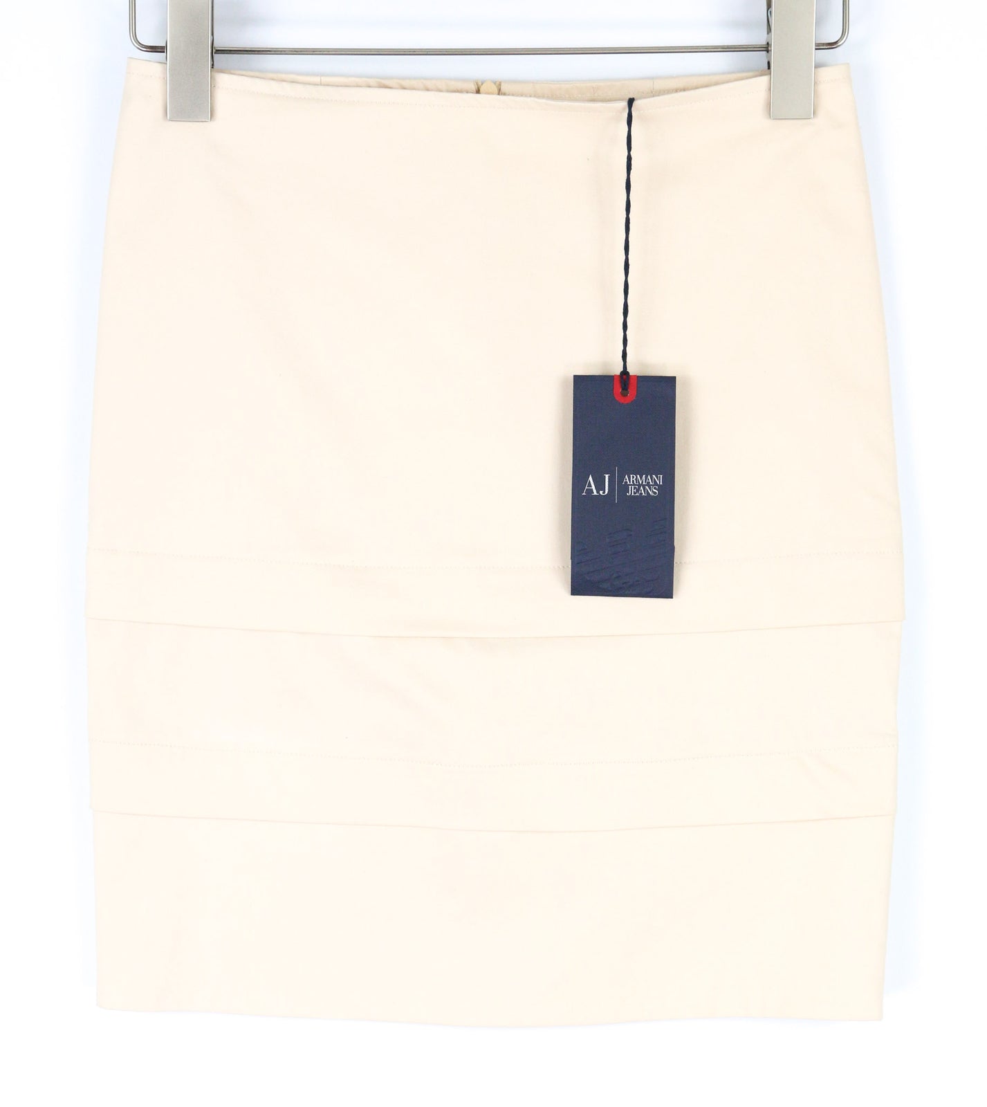 ARMANI JEANS Women Skirt EU36 Beige Cream Cotton Blend Zipped Tight Classic