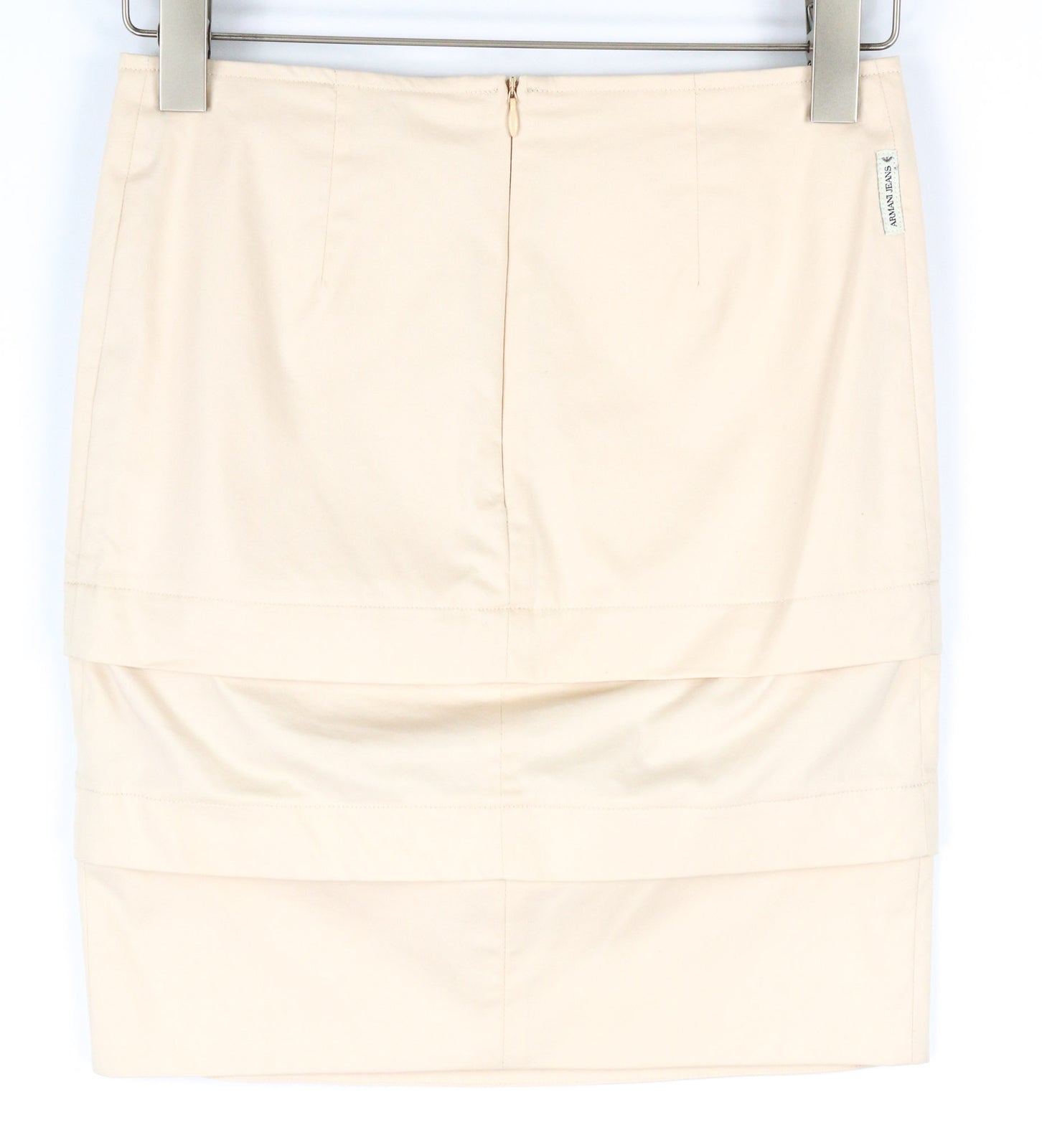 ARMANI JEANS Women Skirt EU36 Beige Cream Cotton Blend Zipped Tight Classic
