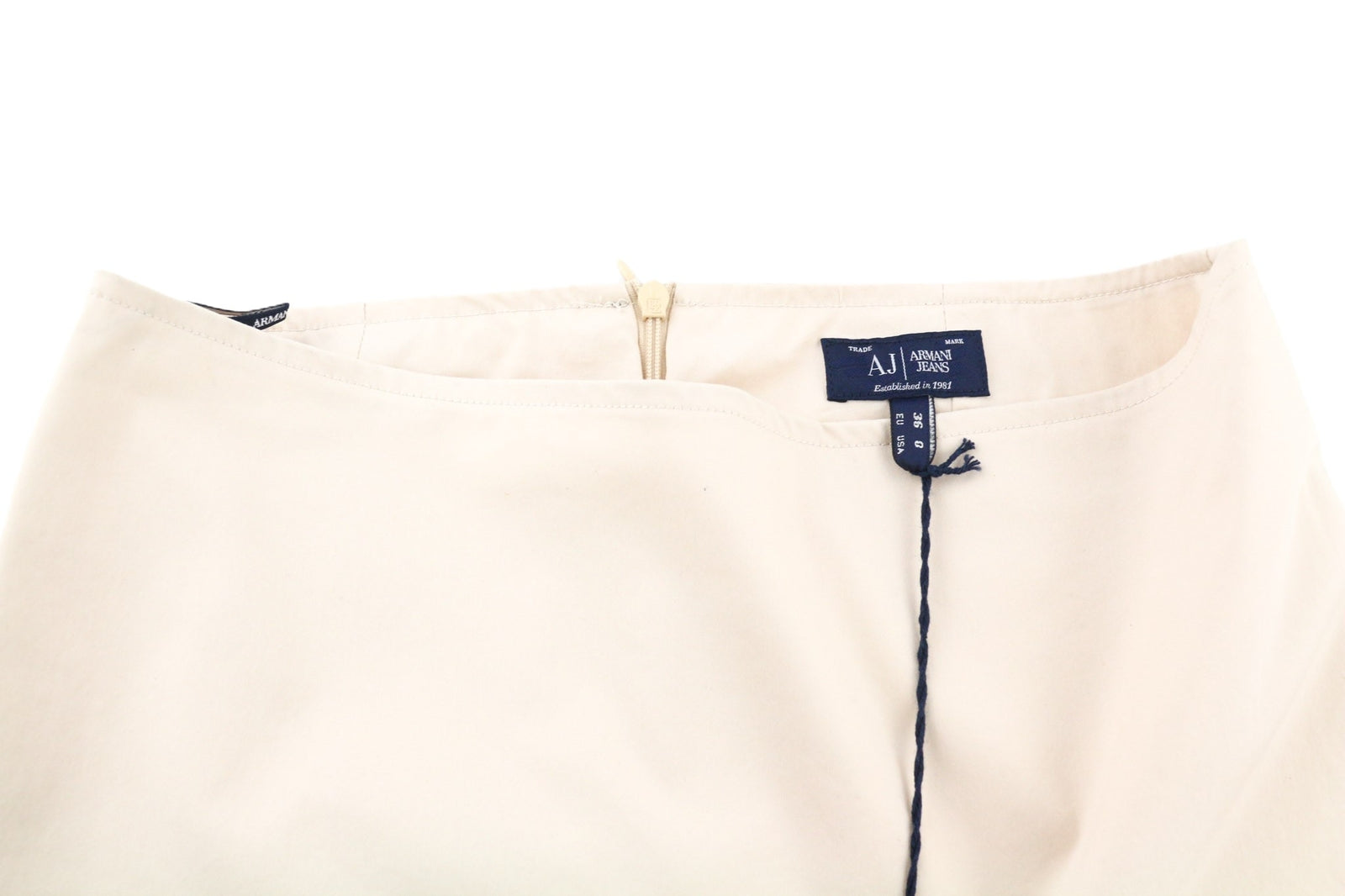ARMANI JEANS Women Skirt EU36 Beige Cream Cotton Blend Zipped Tight Classic