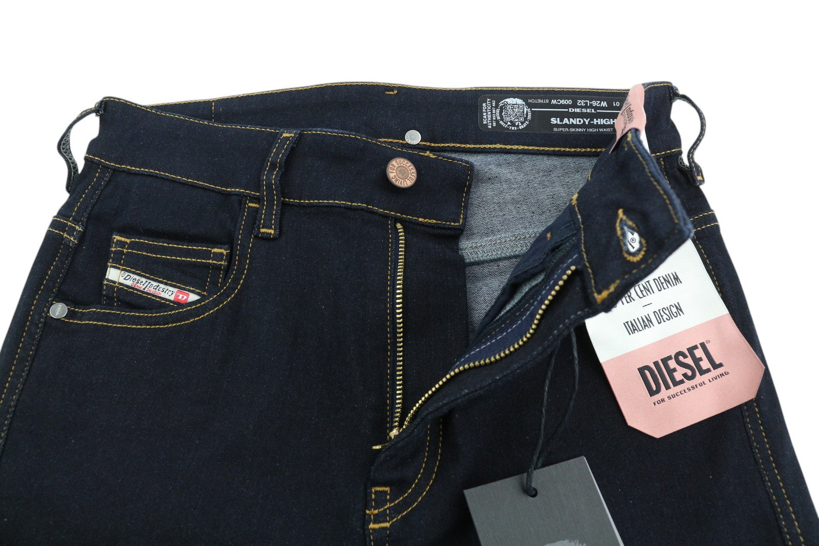 DIESEL Slandy-High 009CW Women Jeans W26/L32 Super Skinny Fit High Waist Stretch