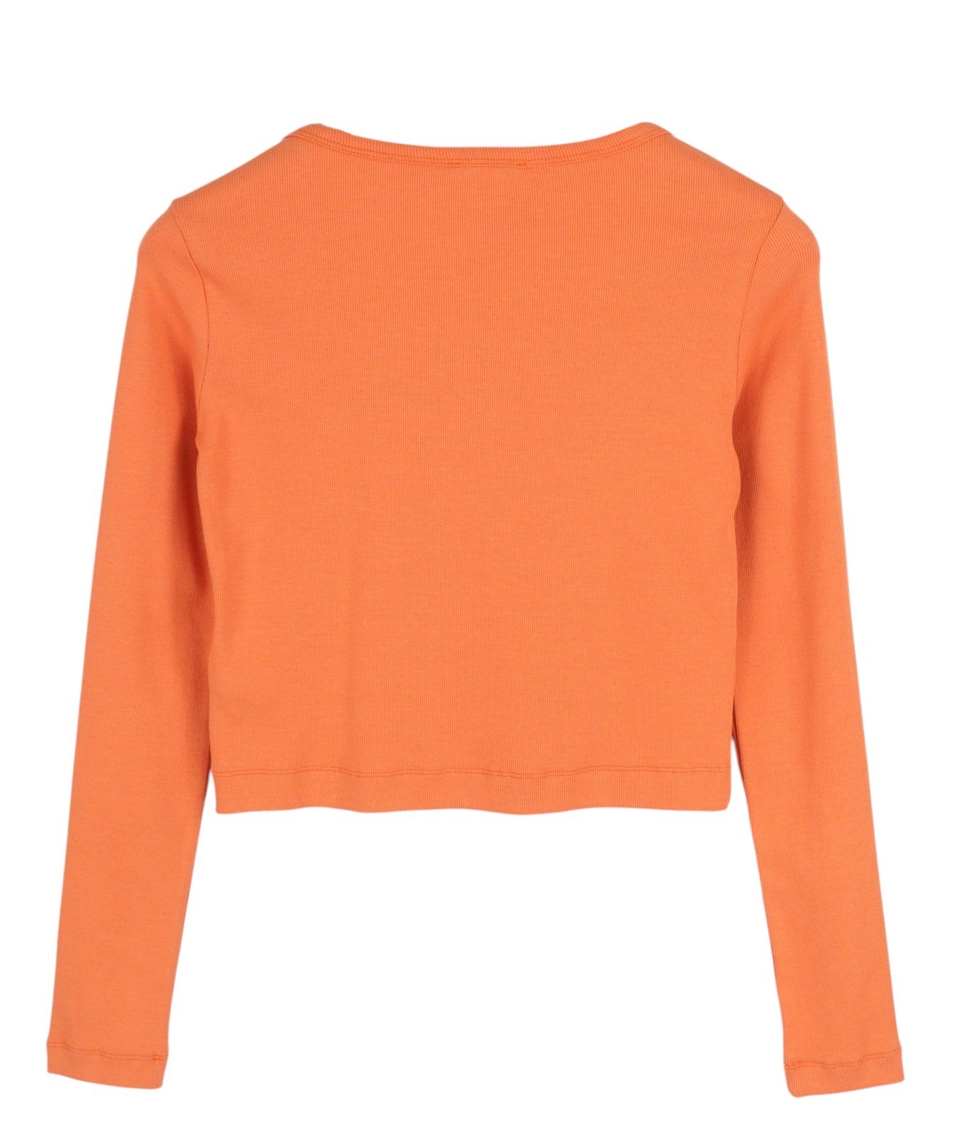 DIESEL T-Ballet-D Women T-Shirt L Orange Long Sleeve Cropped Round Neck Ribbed
