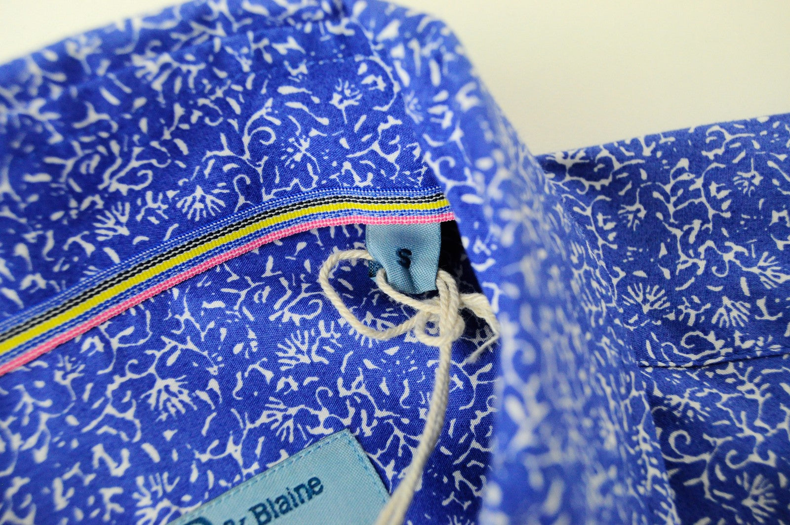 HARMONT & BLAINE Men's S Blue Shirt Cotton Patterned Collar Short Sleeves