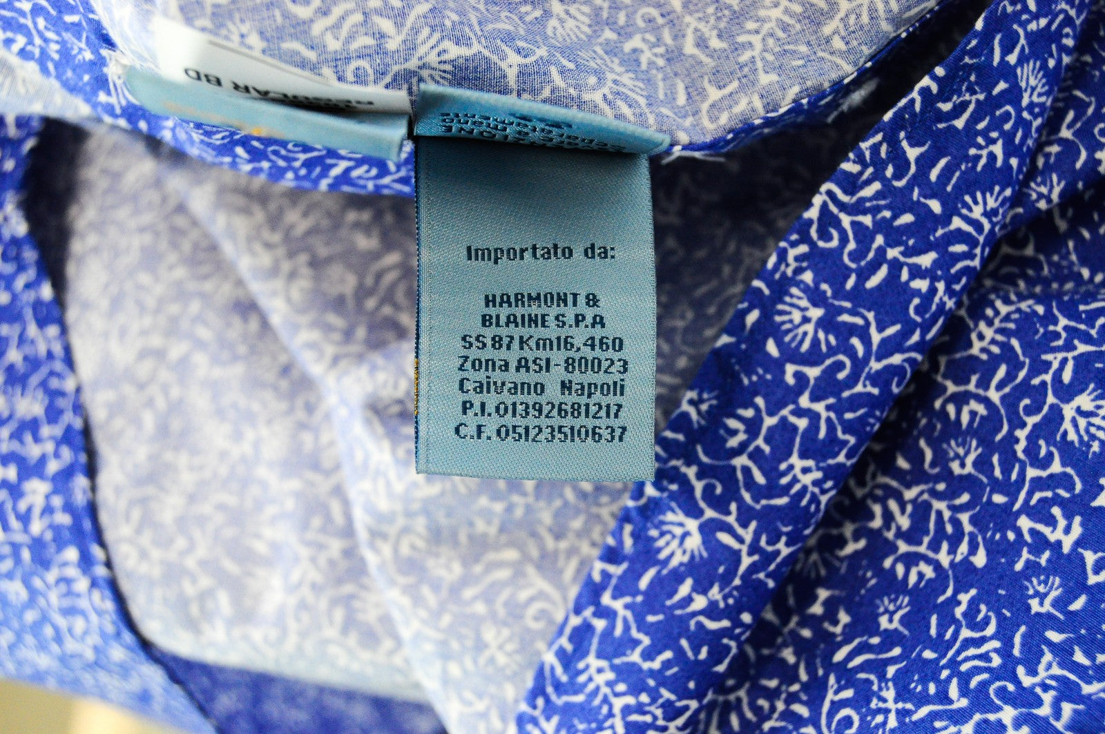 HARMONT & BLAINE Men's S Blue Shirt Cotton Patterned Collar Short Sleeves