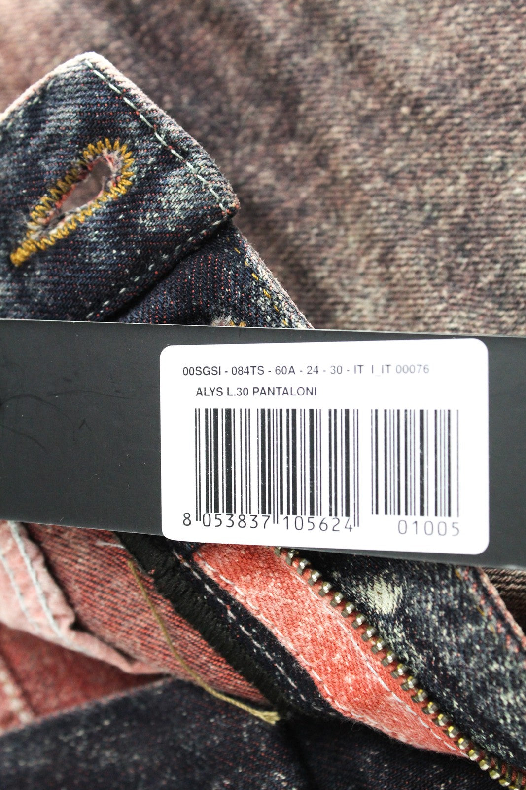 DIESEL Alys 084TS Women's Jeans W24/L30 Straight Girls Cotton Grey Pink Denim