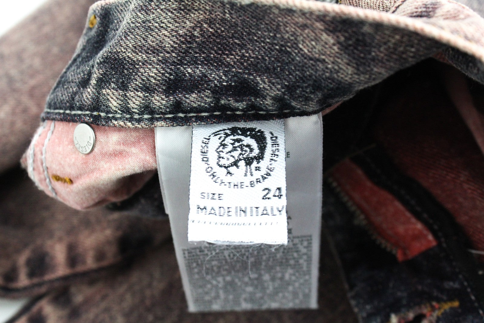 DIESEL Alys 084TS Women's Jeans W24/L30 Straight Girls Cotton Grey Pink Denim